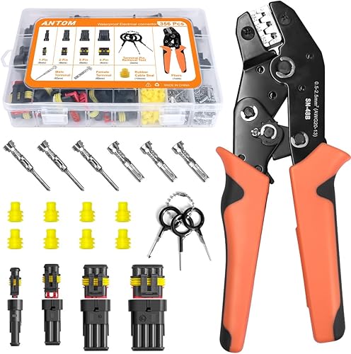 Miniatura 8 de ANTOM 709PCS Water Proof Wire Connectors 43 Kits-123456 Pin Automotive Electrical Connectors-with Ratcheting Wire Crimper-Waterproof Connectors for