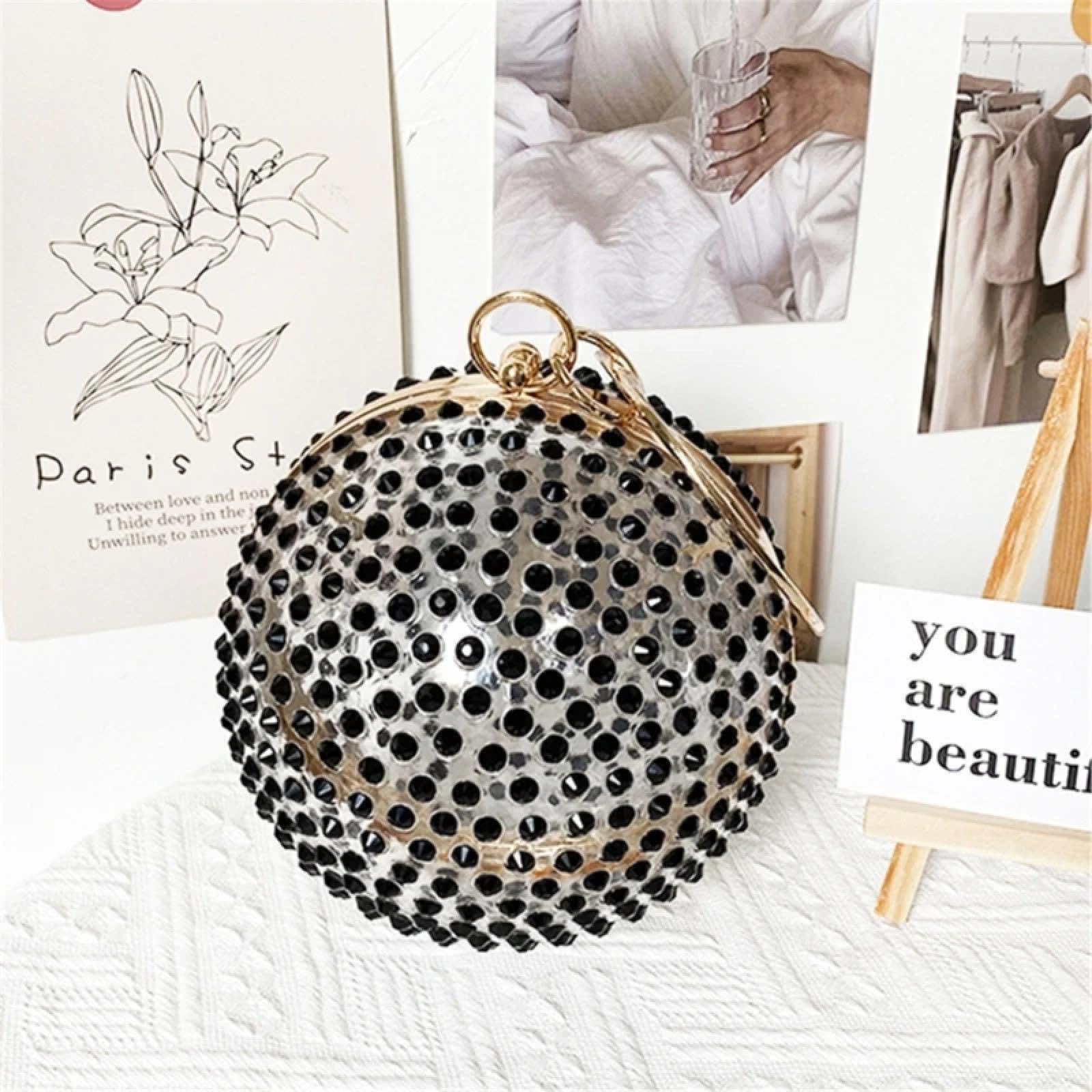 Abendtasche Damen Clutch Elegante Acryl Abend Tasche Frauen Runde Hochzeit Clutch Prom Party Handtasche Club Kette Riemen Schulter Umhängetasche