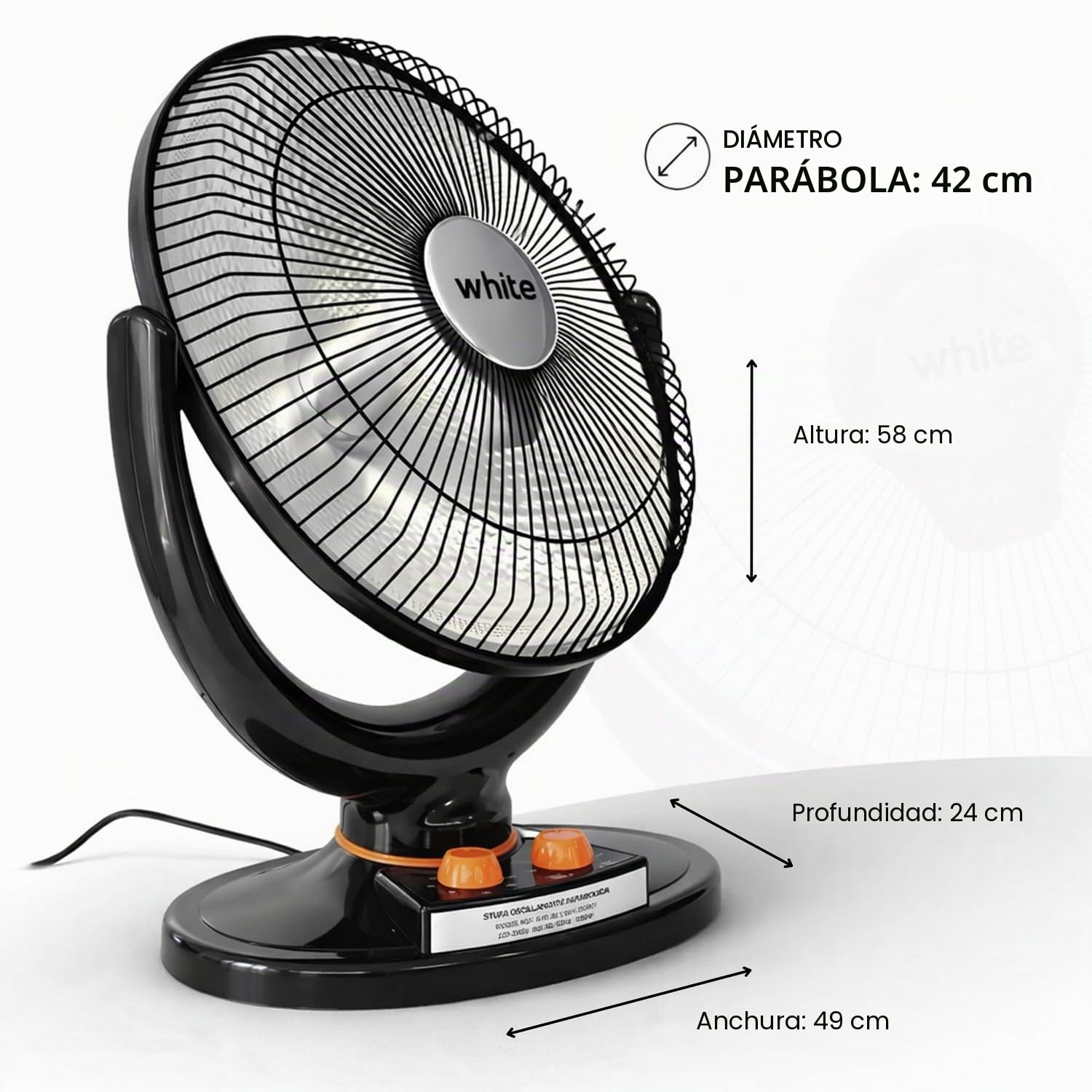 White - estufa de carbono con poste extensible de alta eficiencia energética y estructura de parábola de alto calor con filamento de carbono y base sólida (Au sol)