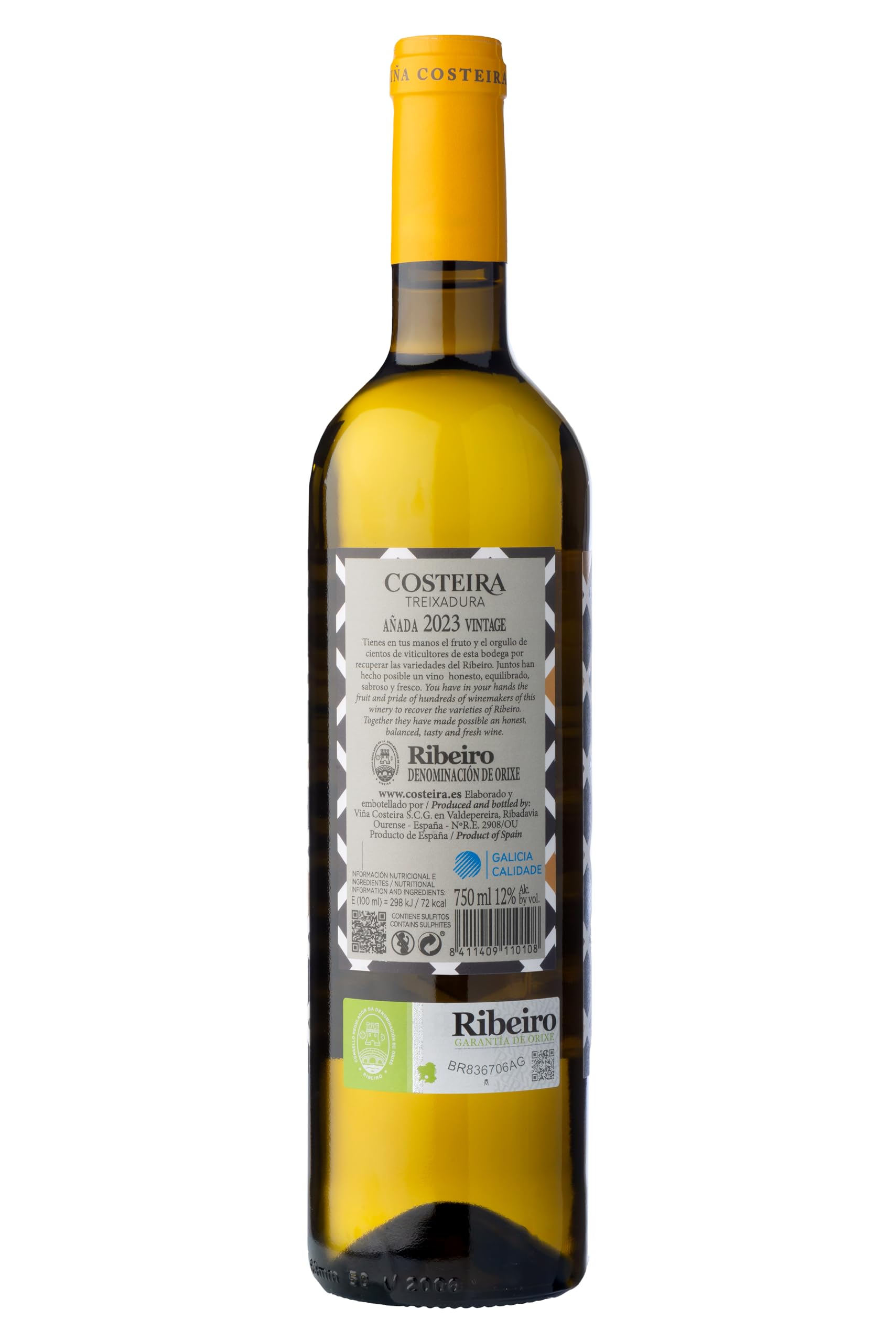 Costeira Treixadura - Vino Blanco D.O. Ribeiro - Caja de 6 Botellas de 75 cl - Vino Gallego