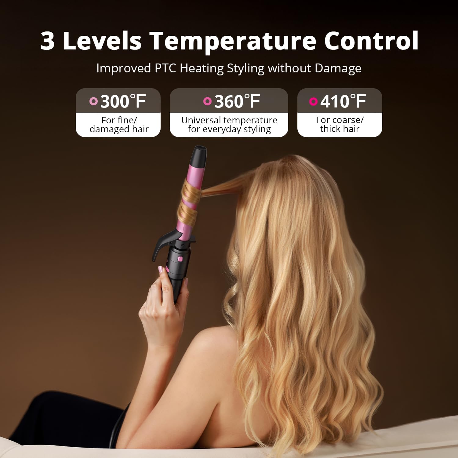 5 in 1 Automatic Rotating Curling Iron Set, CrazyMar Curling Wand Set - 5 Barrels (3/4,1,1/4 Inch) Dual Voltage Curling Wand for Professional Hair Styling, Travel, Ceramic Coating (Black)