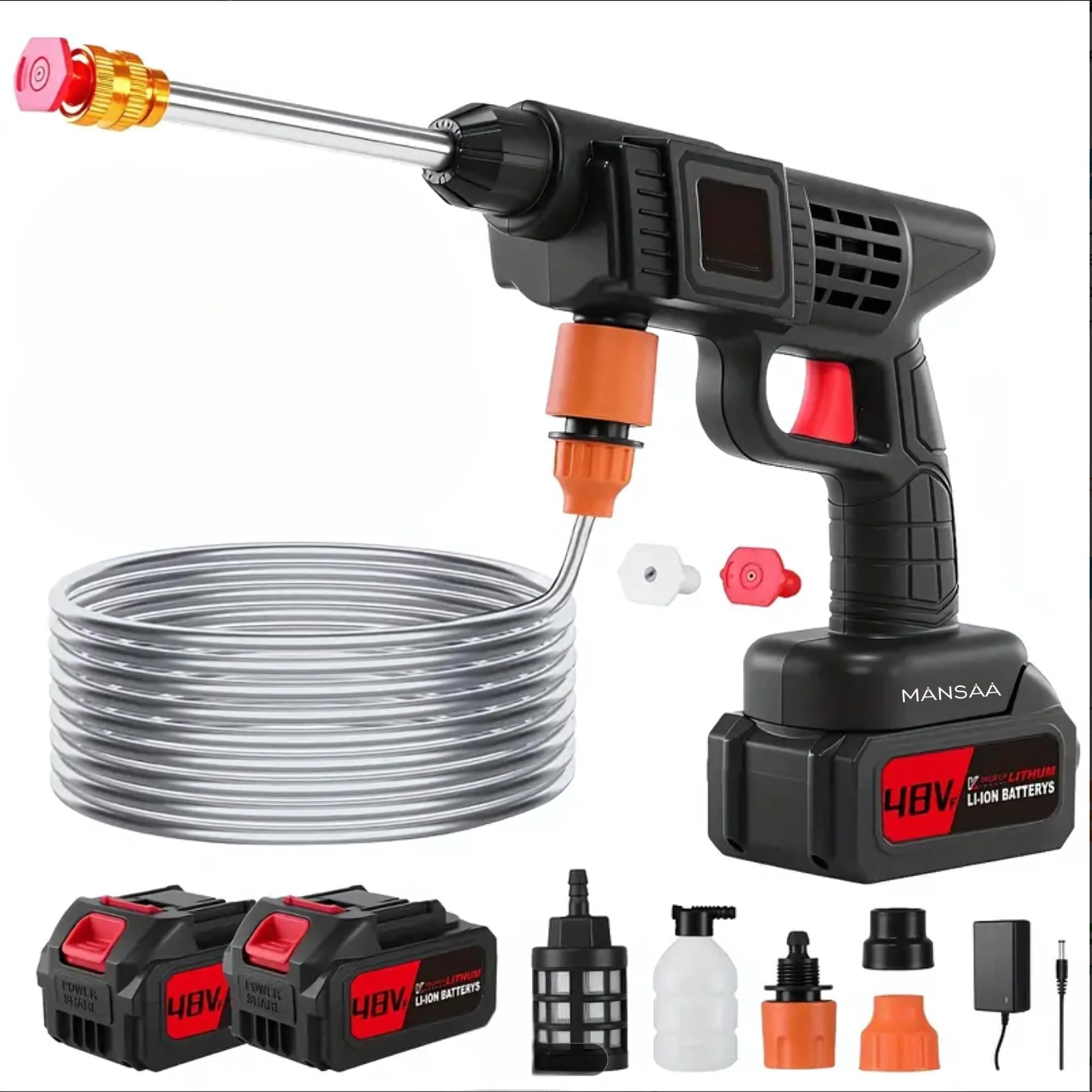 MANSAA PowerWash Pro, Portable Anywhere Power Washer, Car Washer High Pressure Gun, Pressure Washer for Car, Car Washing Pump, Pressure Washer, Without Box (Black)-image-22