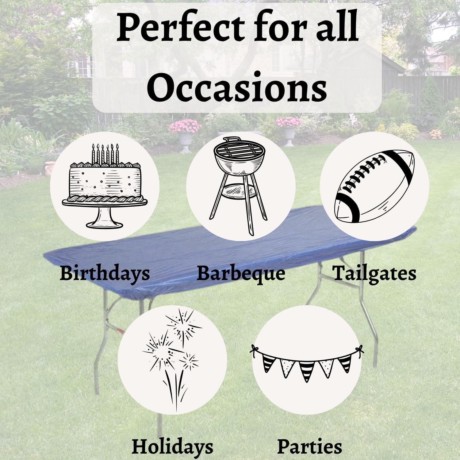 Kwik-Covers 8' Rectangular Plastic Table Covers 30" x 96" (8 Feet), (10 Pack, Royal Blue)