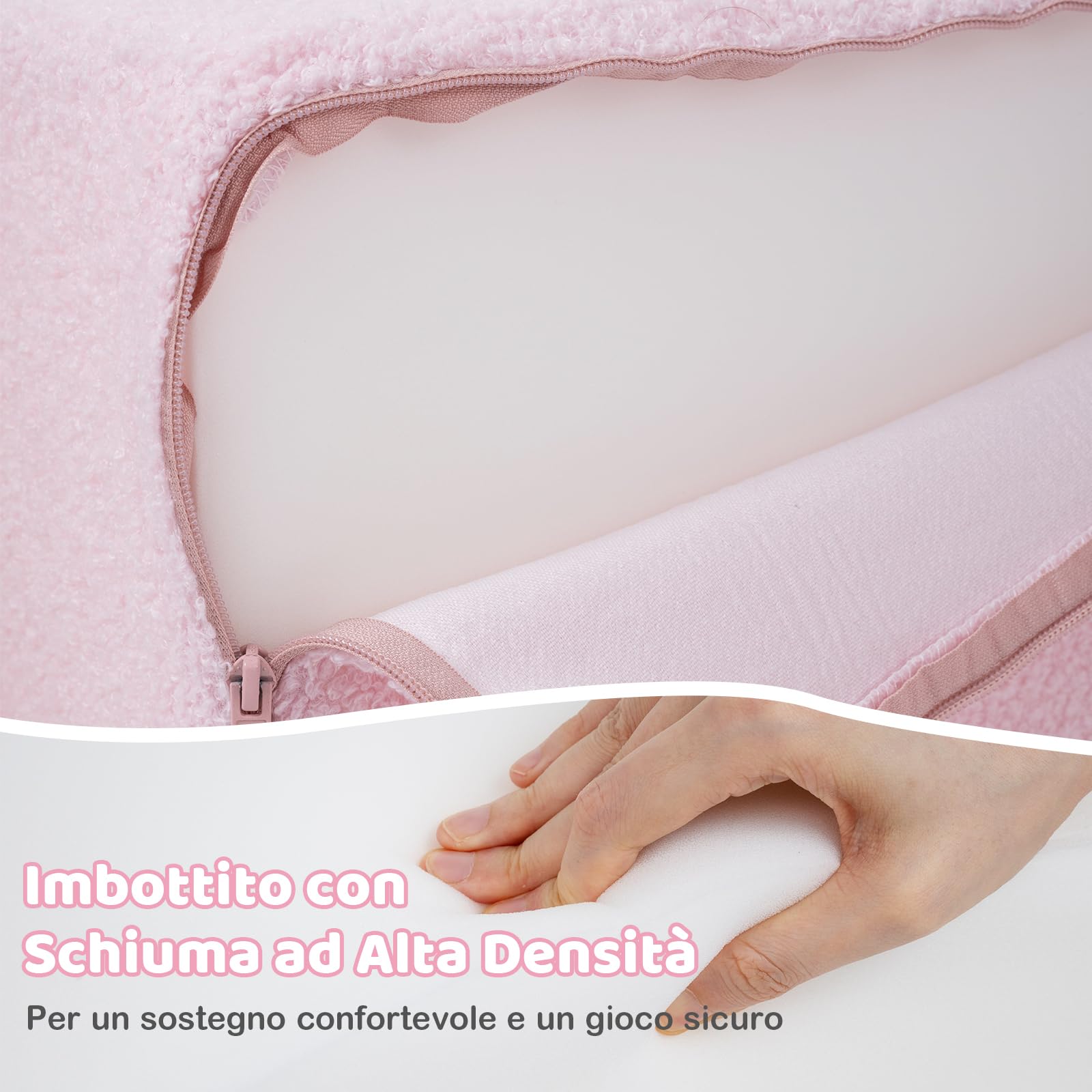 COSTWAY Blocchi da Arrampicata in Schiuma per Bambini, con Piscina di Palline, Set di 5 Pezzi per Arrampicata e Strisciamento, Set da Gioco da Interno per Bambini 3 Anni+ (Rosa,Sherpa)