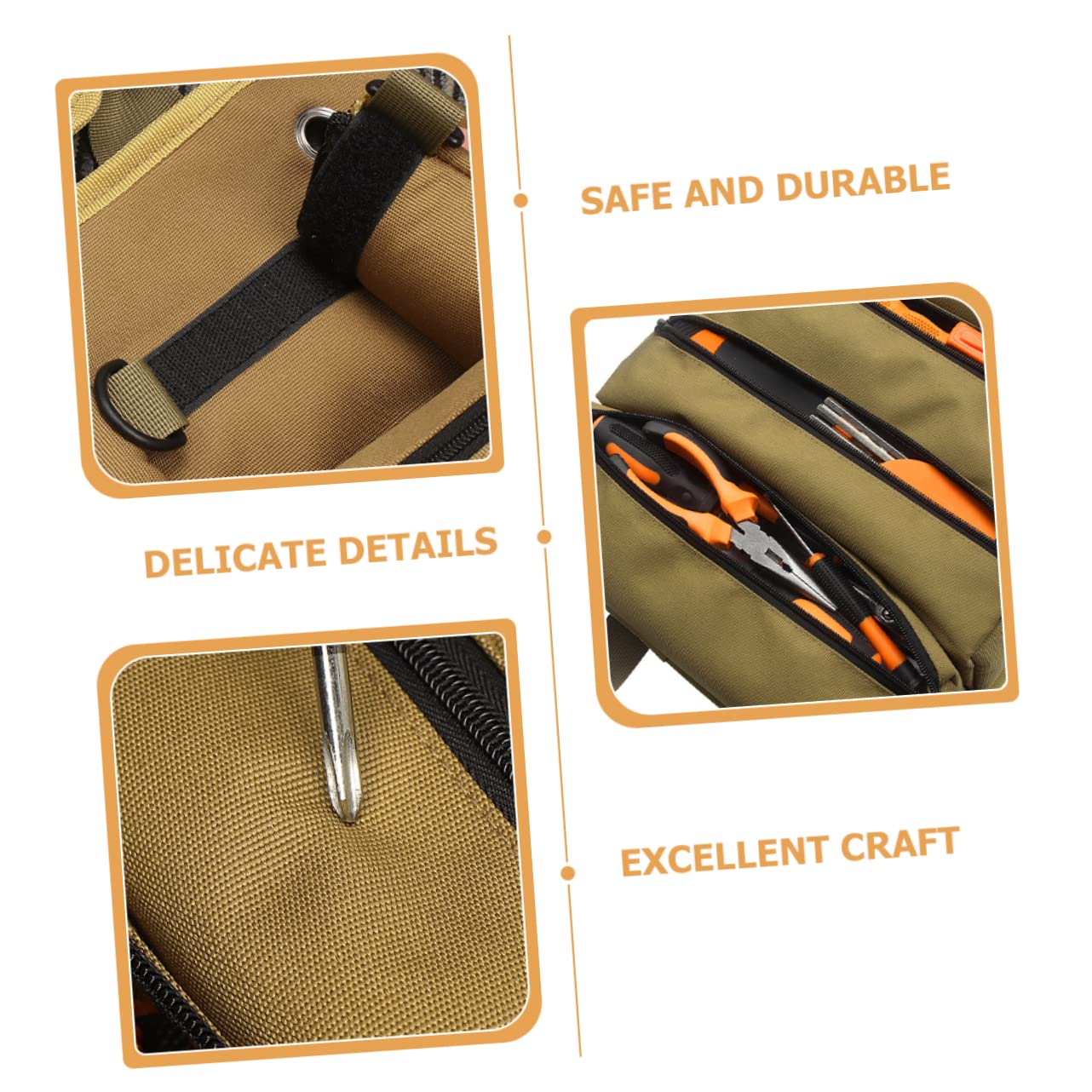EXCEART Rotolo Kit Di Attrezzi Da Elettricista Marsupio Borsa Pesante Organizzatore Di Chiavi Hardware Pieghevole Custodia Per Attrezzi Dovere In Movimento Riparazione Panno Oxford Cachi