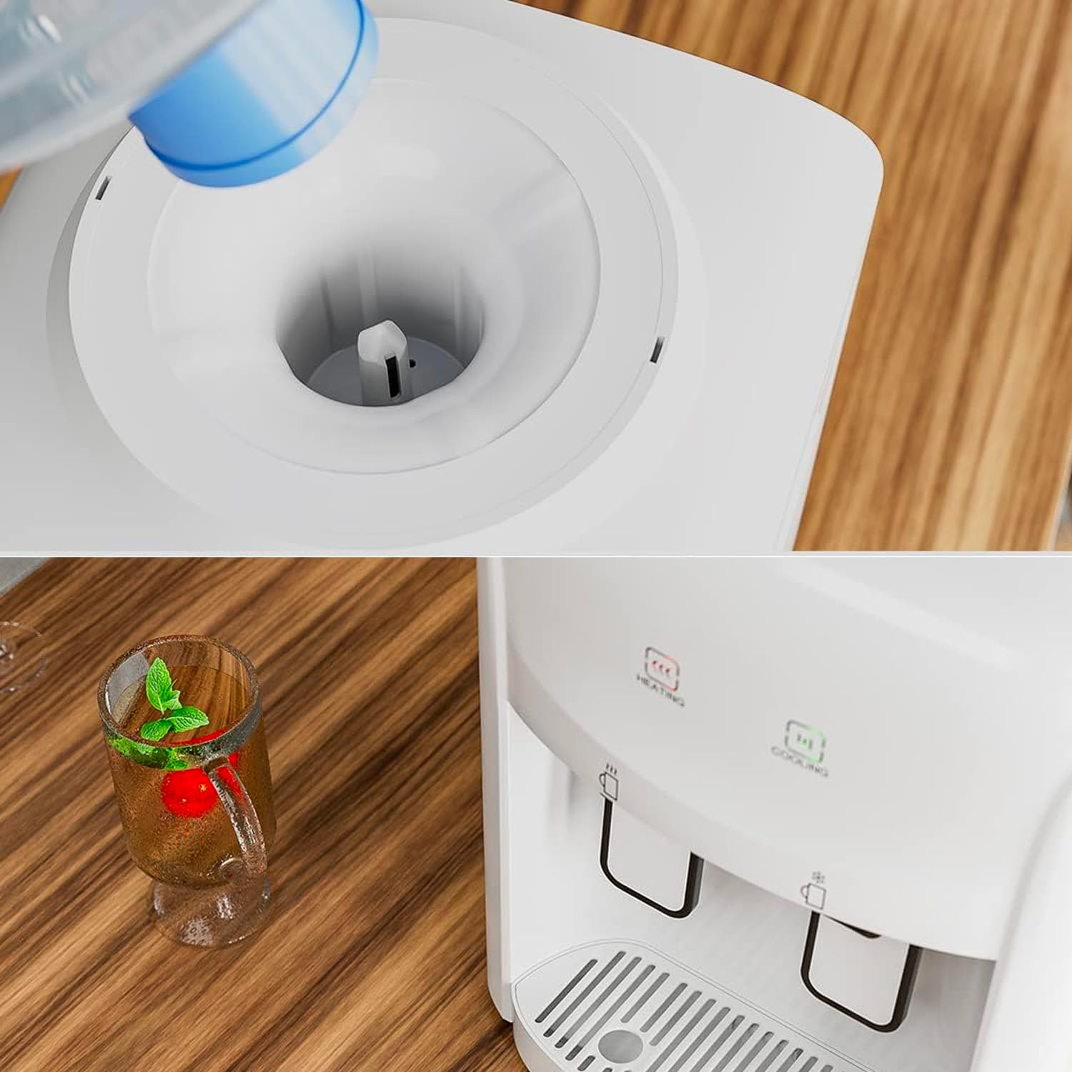 Avilia Erogatore d'Acqua Elettrico - Distributore Acqua a 2 Temperature con Riscaldamento 500W, 0.5L, e Raffreddamento 70W, 1.5L, in ABS e Acciaio Inox, 29x38x28cm