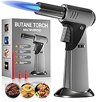 Amrnish Butane Torch Lighter: Refillable Kitchen Cooking Torch with Safety Lock, Adjustable Flame for BBQ, Creme Brulee, Crafts & Soldering (Gas Not Included)