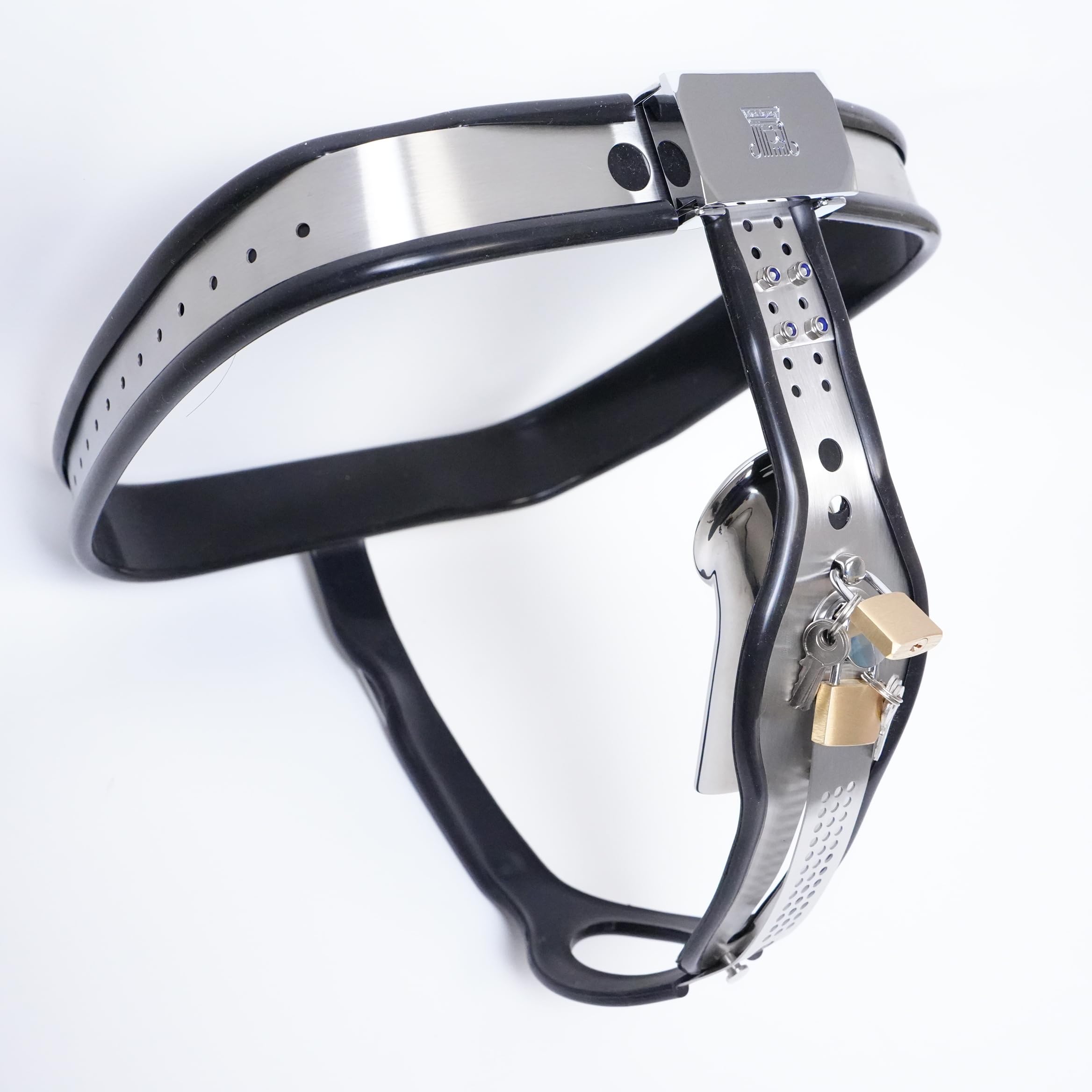 Ceinture de Chasteté réglable en Acier Inoxydable pour Hommes Noir 60-90cm