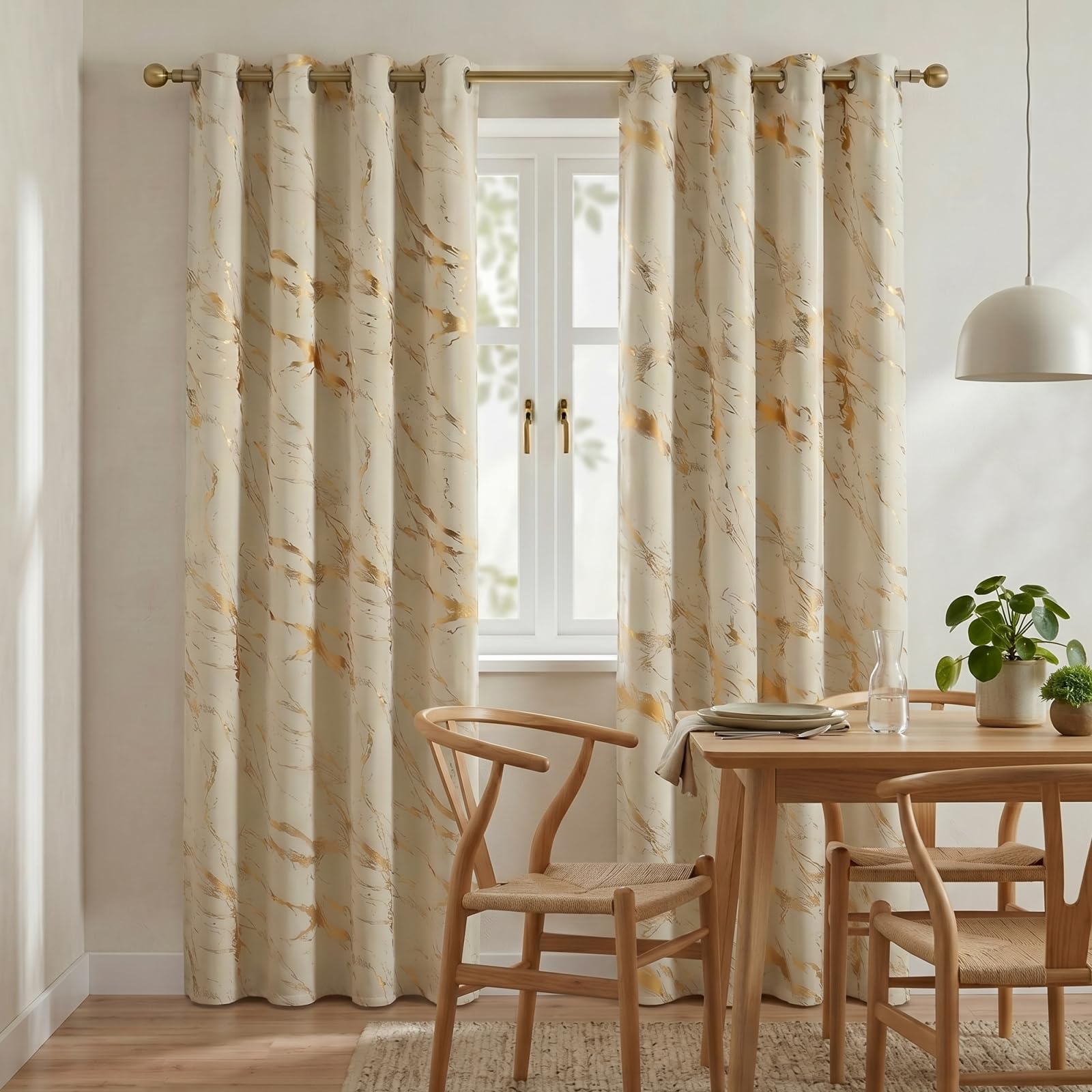 Beige Verdunkelungsvorhänge Marmor-Gold, H244 x B132 cm 2er-Set