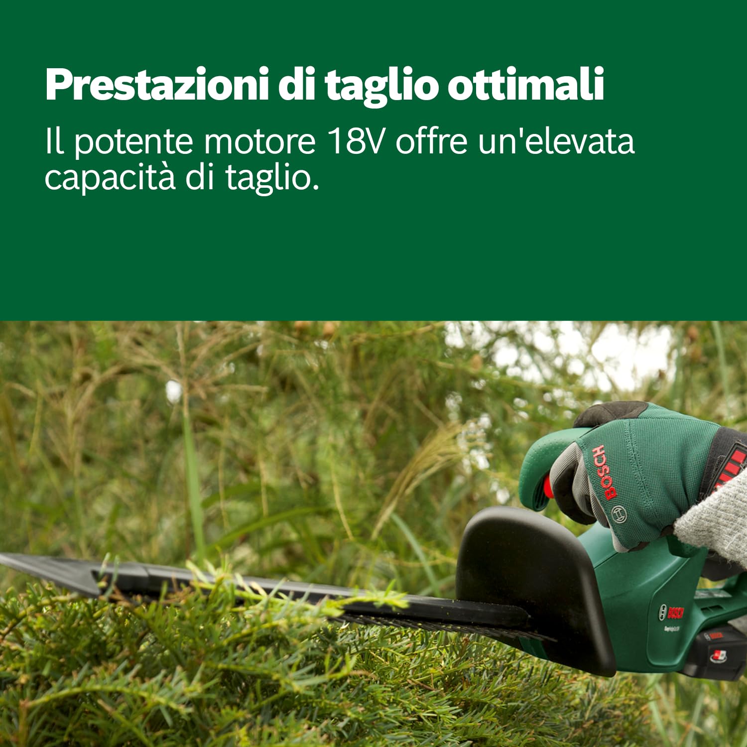 Bosch Home and Garden Tagliasiepi a Batteria EasyHedgeCut 18-45, 1 Batteria da 2.0 Ah, Sistema da 18 Volt, Lama da 45 cm, Confezione in Cartone
