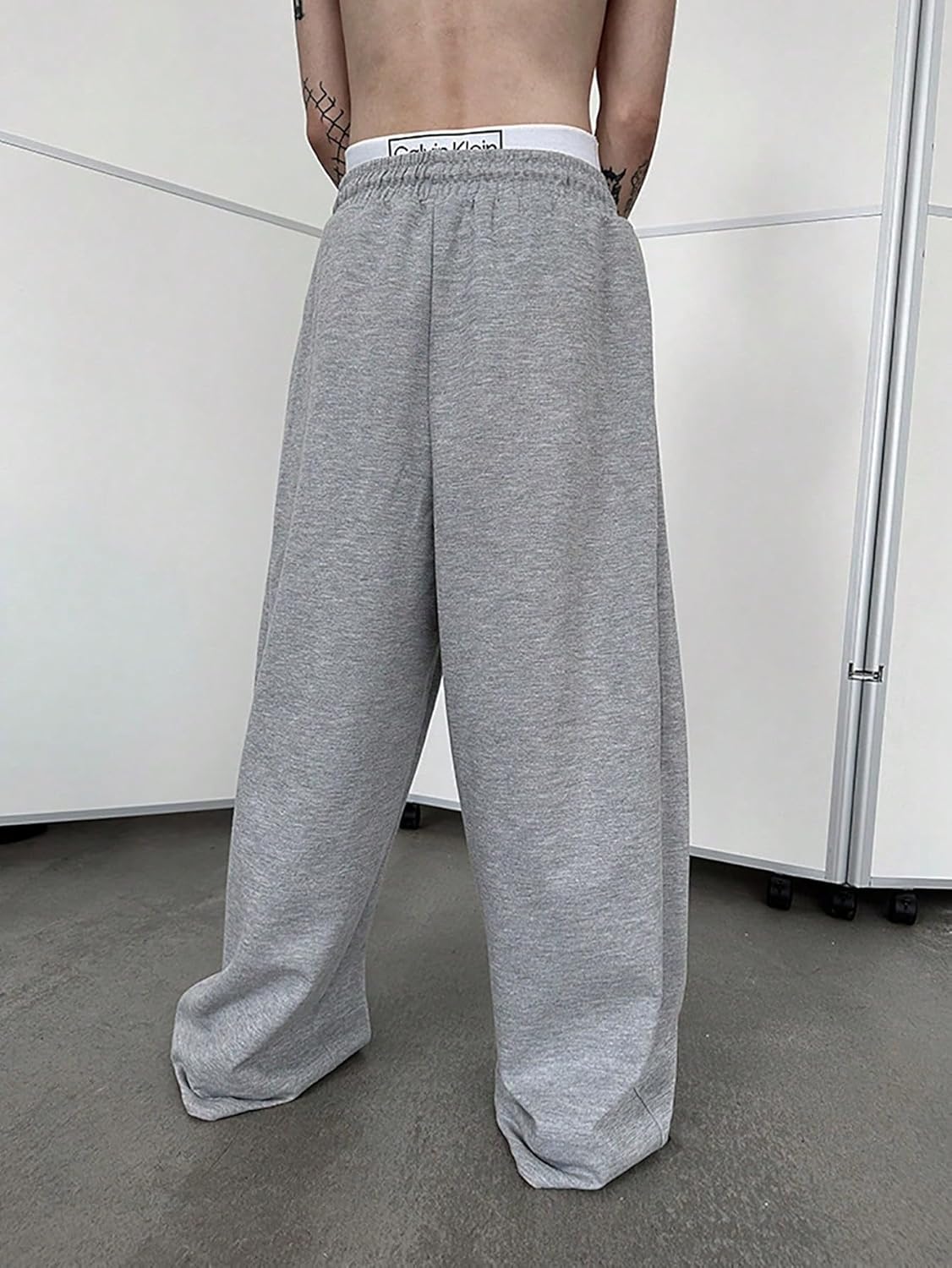 SHENHE Men's Baggy Pants Wide Leg Drawstring Waist Loose Sweatpants with Pockets - Image 2