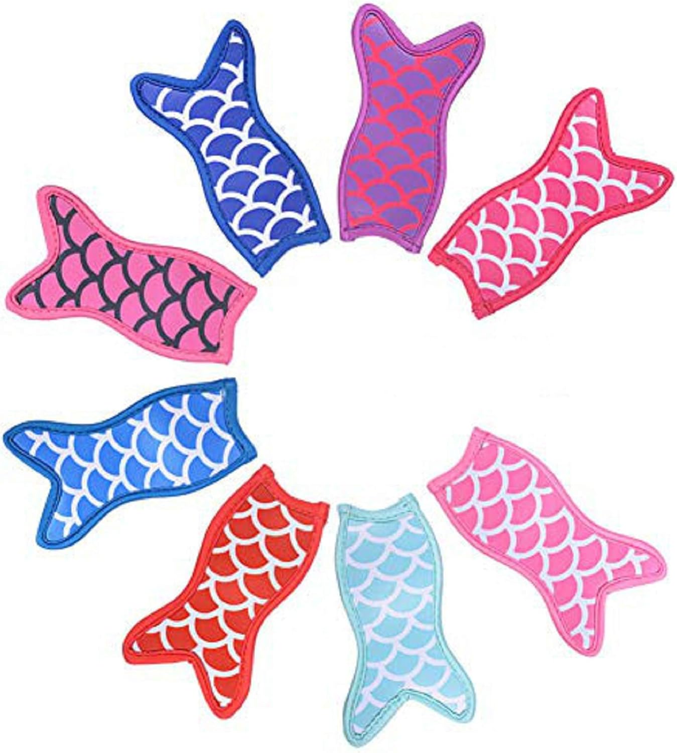 8 Pack Ice Pop Holders Popsicle Holder Bags Mermaid Ice Pop Sleeves Freezer Pop Holders Bags (Colorful-Mermaid)