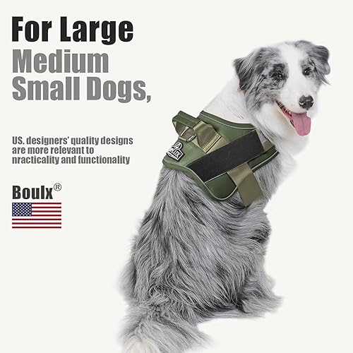 Miniatura 173 de Bolux - Arnés para perro, reflejante y transpirable, ajustable, con asa, para sacarlo a pasear, no más tirones ni asfixia (amarillo militar, talla L)