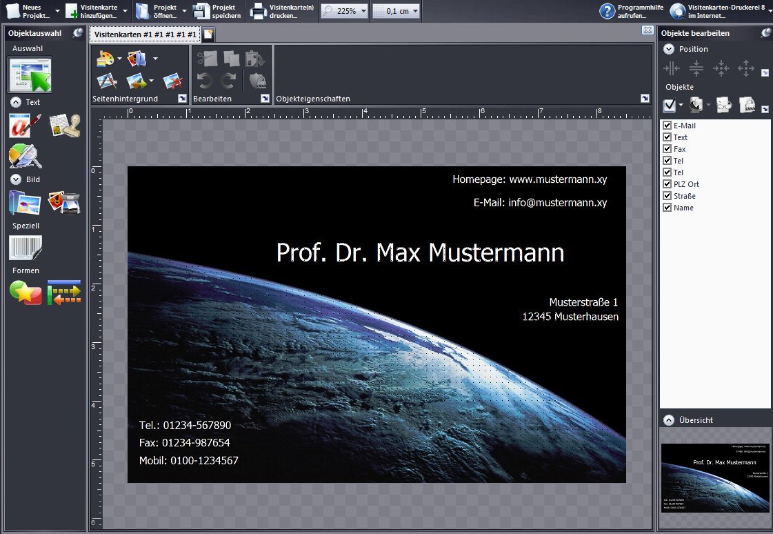 Visitenkarten Druckerei 8.5 - professionelle Visitenkarten gestalten und drucken für Windows 11/ 10 / 8.1 / 8 / 7