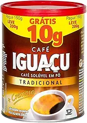Iguaçu Café Solúvel em Pó Tradicional, Lata 200g, Café Torrado e Moído, Sem Glúten