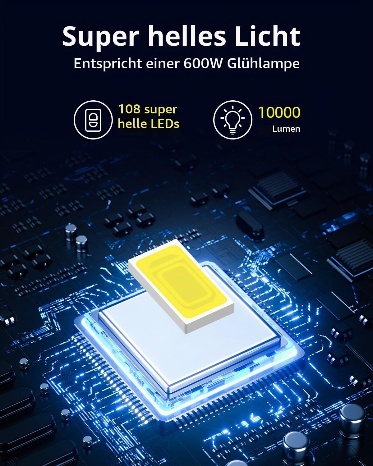 LED Strahler mit Bewegungsmelder Außen, 100W 10000LM Scheinwerfer mit Fernbedienung, IP66 Wasserdicht LED Fluter, 6500K Kaltweiß Superhell LED Außenstrahler für Garten, Innenhöfe, Garage