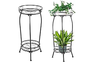 2-Pack Plant Stand Indoor/Outdoor, 27.1" Tall Black Iron Plant Stands