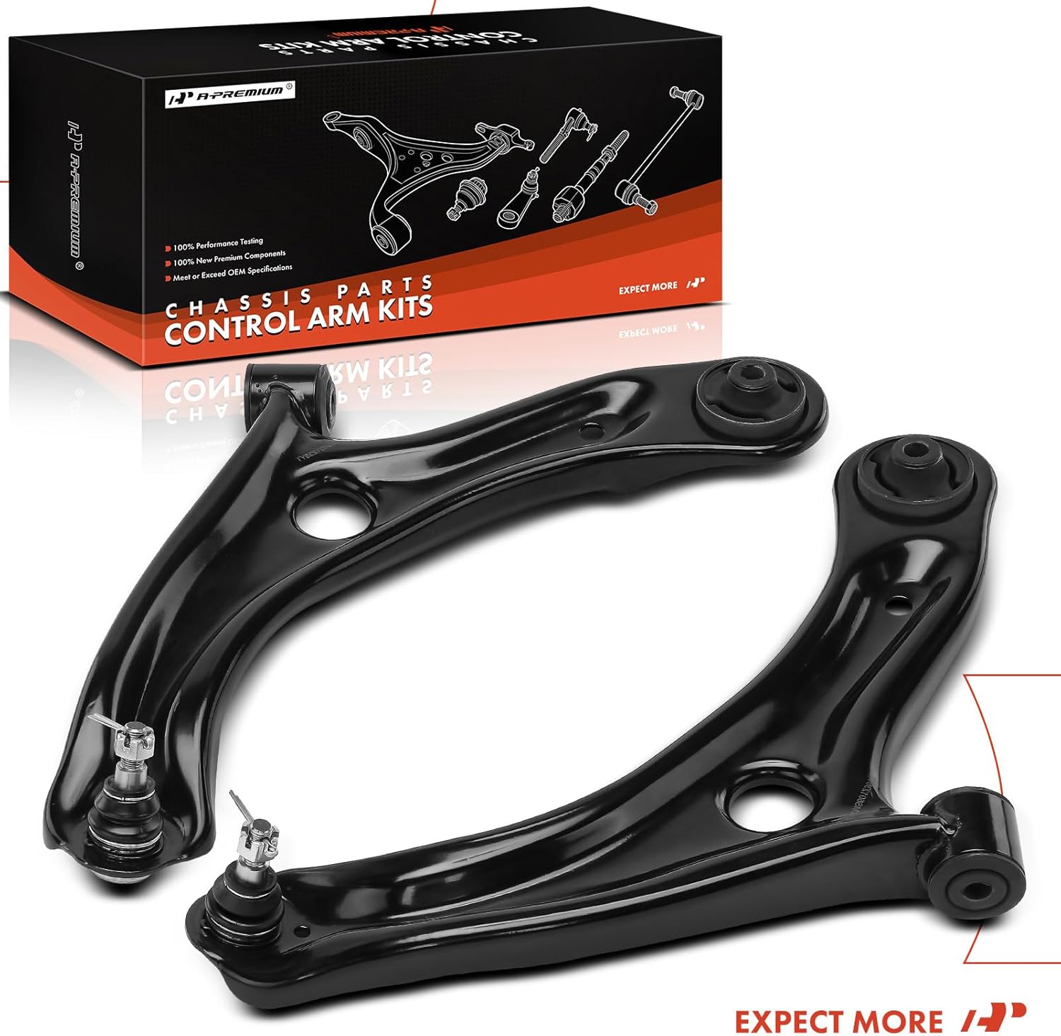 A-Premium 2 x Front Lower Control Arm with Ball Joint & Bushing, Compatible with Honda Fit 2015-2020