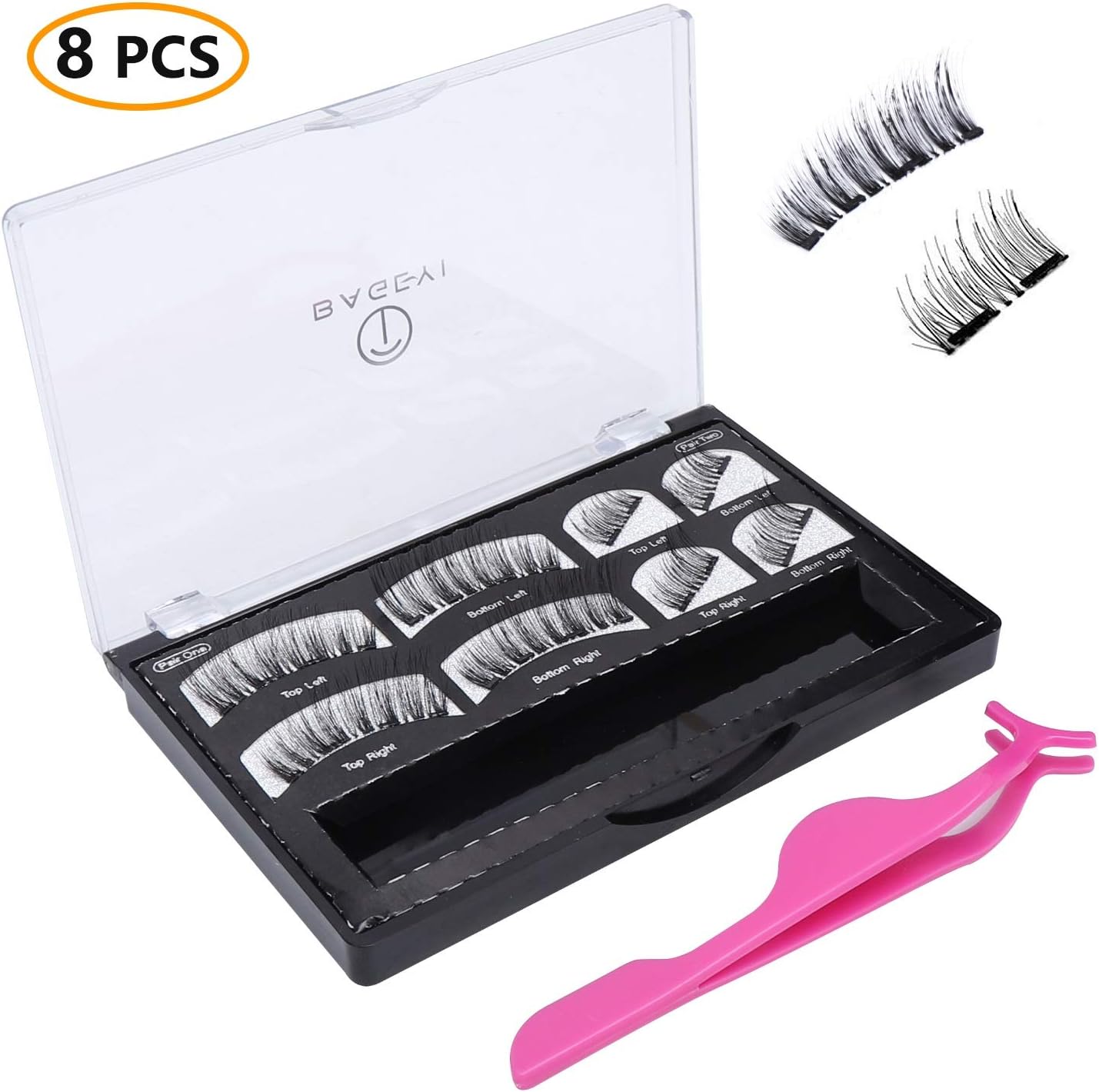 Upgraded False Magnetic Eyelashes Natural Look, YIGEYI No Glue Full Eye 3 Magnets Reusable False Eyelashes with Applicator (2 pairs Lashes with Tweezers)