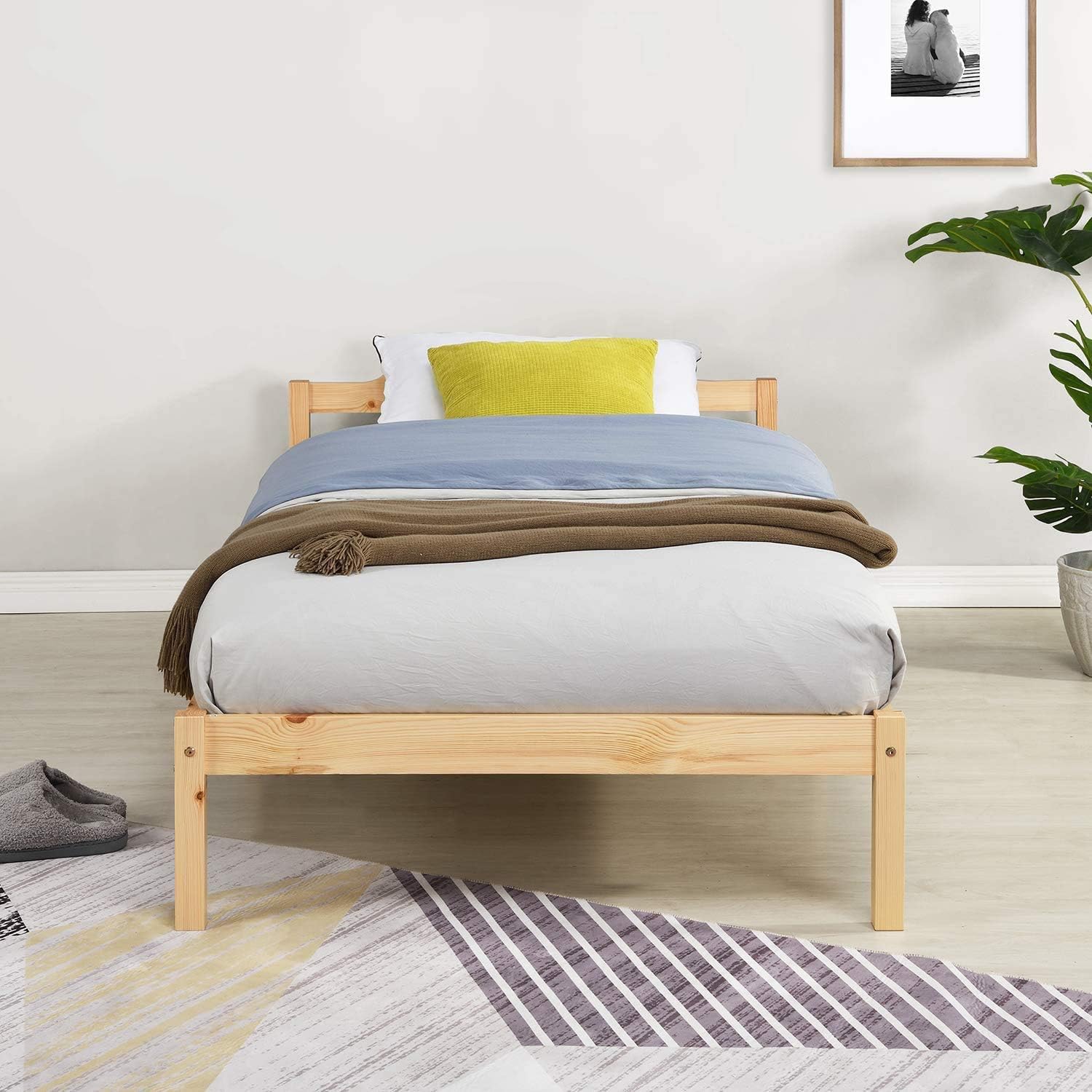 Buy Single Bed Frame Pure Solid Wooden Bedroom Furniture 3FT Bed Frame