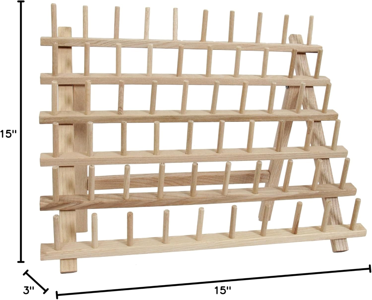Threadart 60 Spool Cone Wood Thread Rack | Made of Hardwood, Sturdy, Freestanding or Wall Mount | For Sewing, Embroidery, Quilting, and Specialty Thread Storage