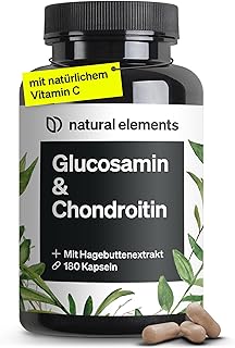 natural elements Glucosamin & Chondroitin – 180 Kapseln – mit Vitamin C für eine normale Kollagenbildung* – hochdosiert, ohne unnötige Zusätze – in Deutschland produziert & laborgeprüft
