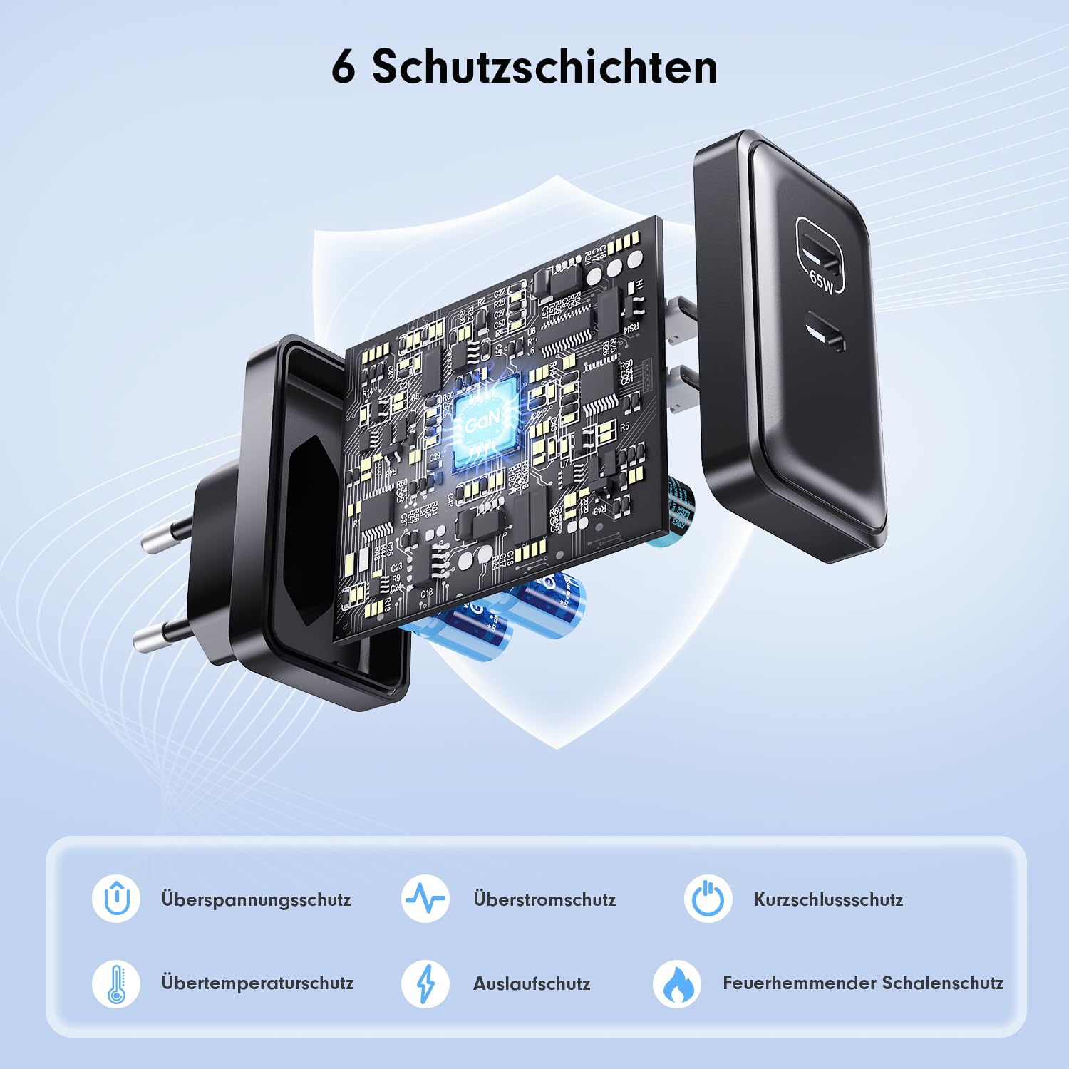 HSSNS 90W USB C Ladegerät, 2-Pack 2 Port Schnellladegerät mit Kabel, GaN PD Charger für iPhone 17/16/15 Series, MacBook Pro, iPad, Galaxy, Pixel und mehr