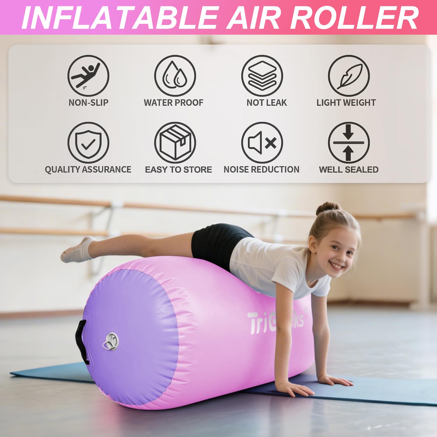 Tappetino da ginnastica gonfiabile, per ginnastica, yoga, allenamento e cheerleader, per uso domestico