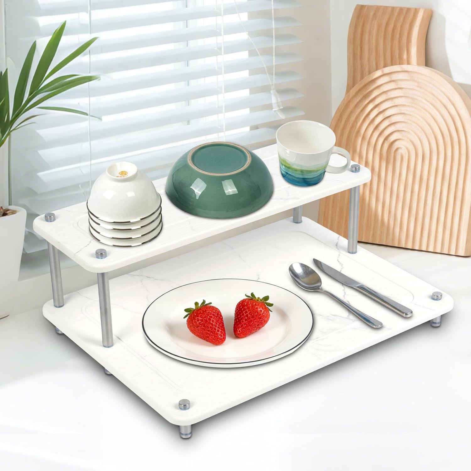 Stone Drying Mat for Kitchen Counter, Double-layer Stone Drying Rack, Super Absorbent Diatomaceous Earth Stone Dish Dry Mat with Non-Slip Stainless Steel Feet for Kitchen/Bedroom/Bathroom Supplies