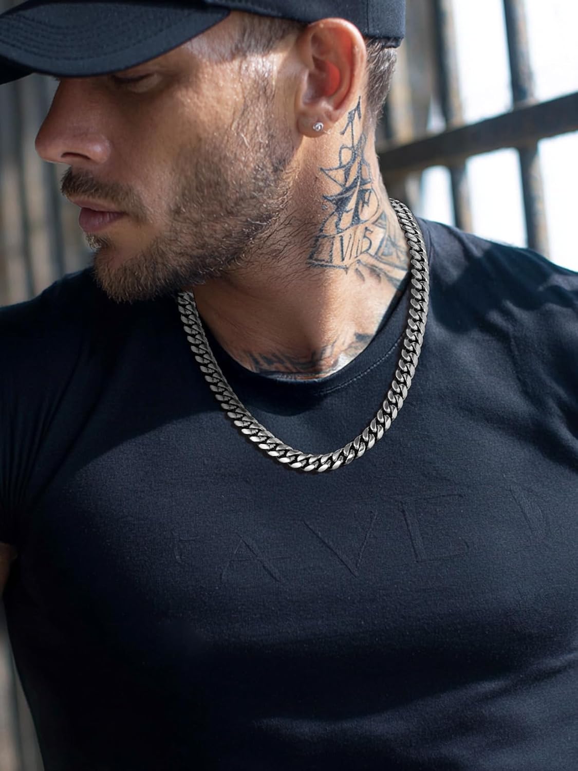 ChainsPro Stainless Steel Cuban Link Chains for Men, 4.8/6/10/14mm Width Cuban Chain Necklace, Black/18K Gold Plated/Silver No Tarnish Chains Jewelry for Men, 18-30 inch Length Hip Hop Miami Necklace, Send Gift Box