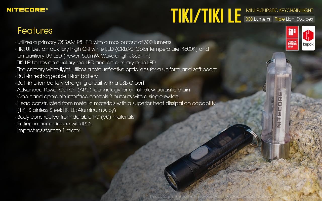 Nitecore Combo: EDC29 + Tiki LE Keychain EDC29 6500 Lumens Rechargeable Flashlight + Tiki LE 300 Lumens Keychain Light, 61hrs & 40hrs Runtime, Outdoor Camping, EDC, USB-C Rechargeable
