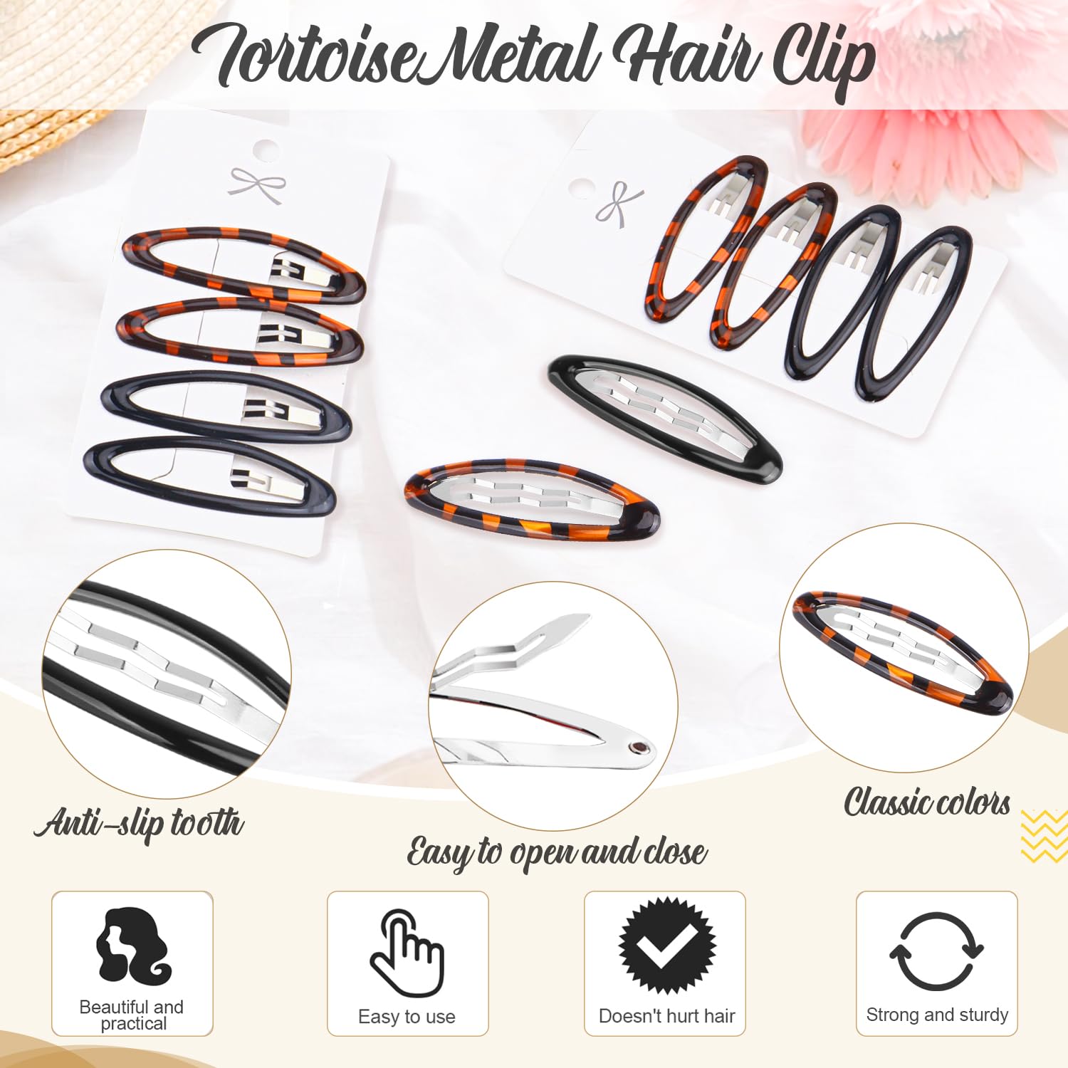 16 Pieces Oval Shaped Snap Hair Clip Epoxy Metal Snap Clips Non Slip Big Ellipse Hair Grip Barrettes for Women Girls Hair Accessories - Image 3