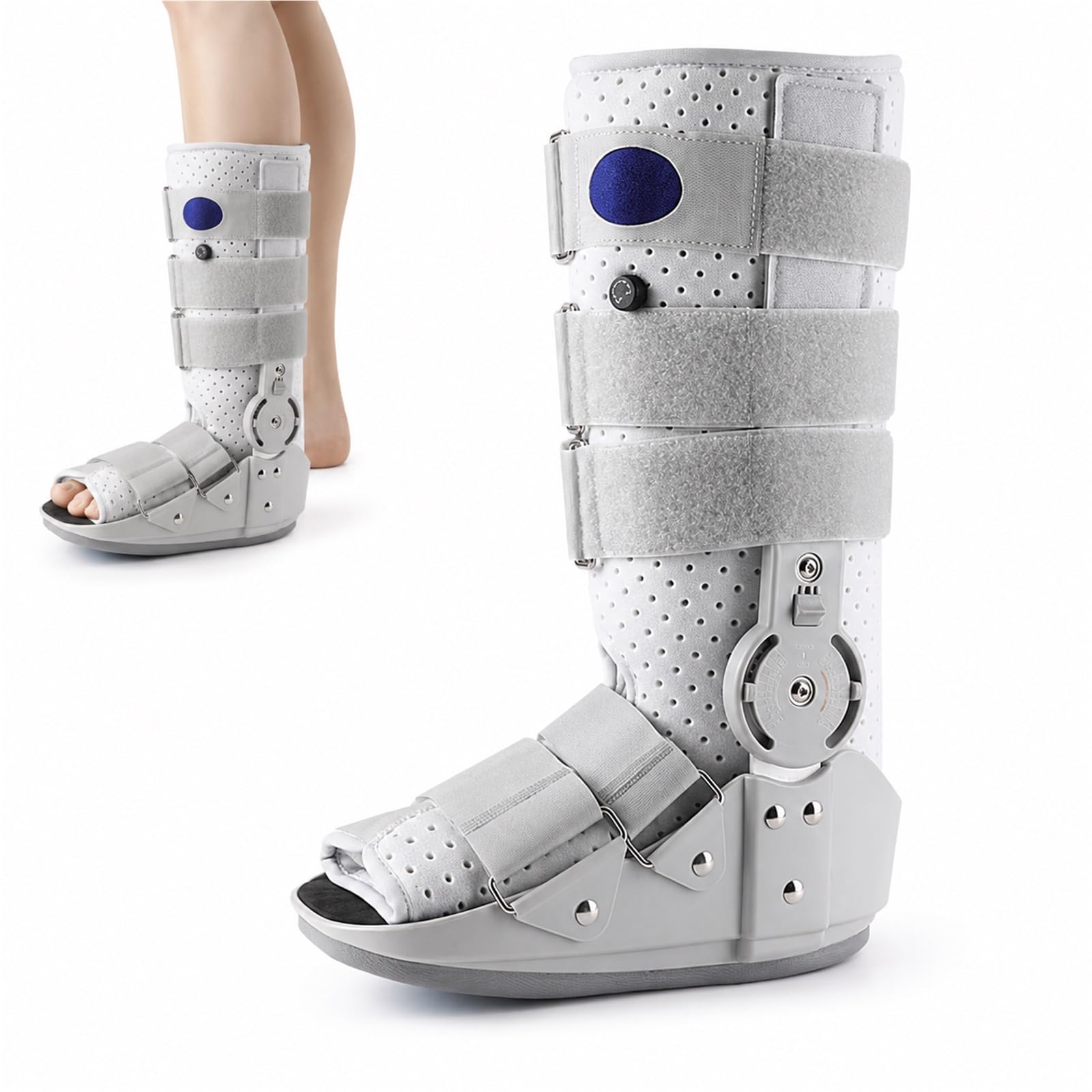 Tutore Caviglia Pneumatico Air Walker Stivale Ortopedico per Riabilitazione Post-Operatoria Fratture Stabili e Distorsioni Supporto Regolabile con Pompa Aria(M)