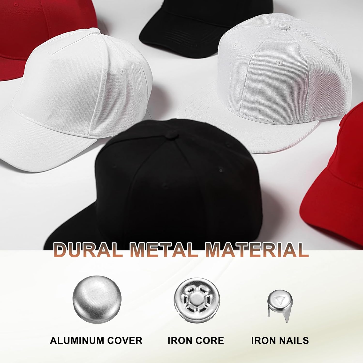 uxcell 20Pcs Baseball Cap Button, 17mm/0.67 Inch Aluminum Hat Snap Button Replacement Cap Top Cover Buttons for DIY Sewing Hat Clothing Making Accessories, Silver image 3