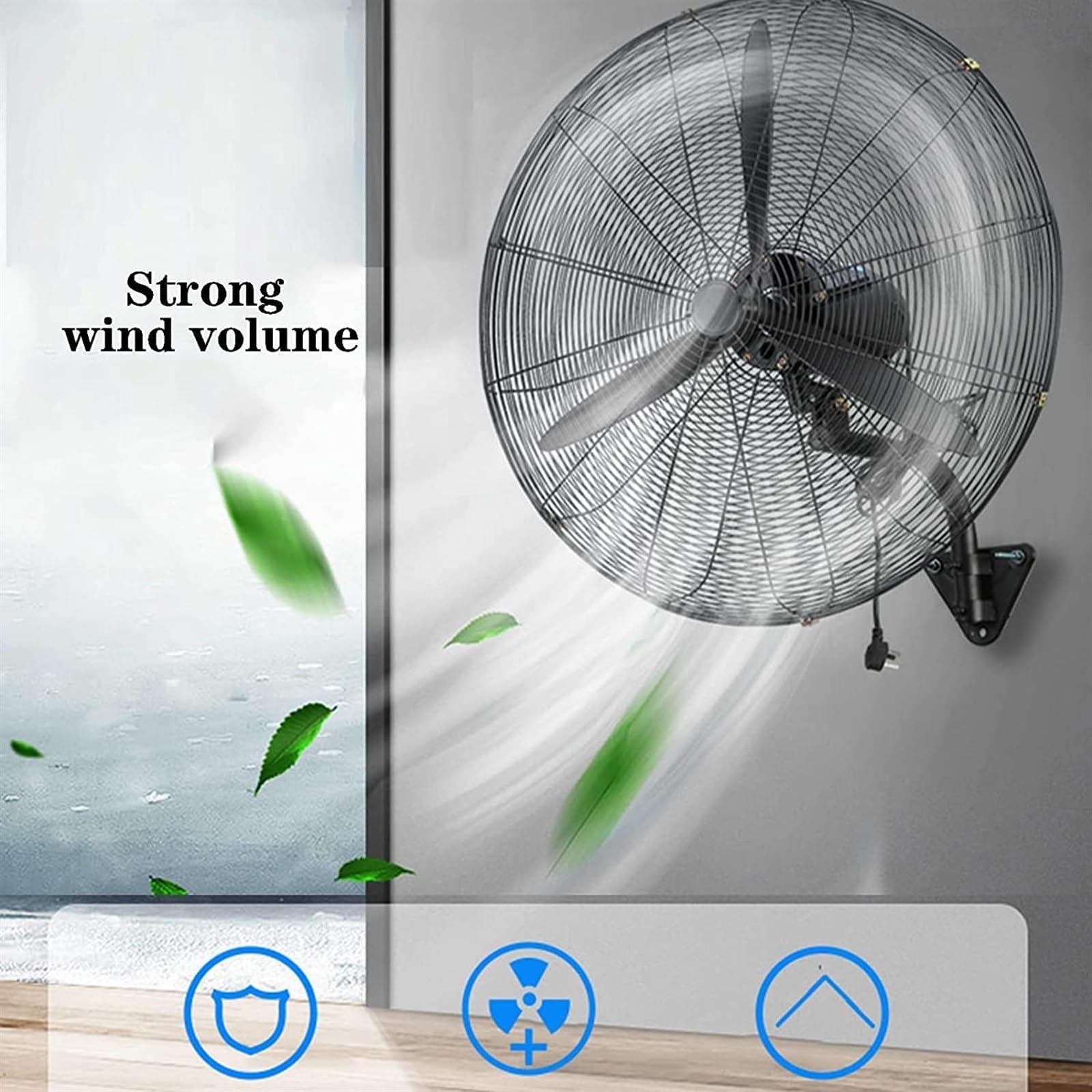 Ventilatore oscillante da parete, 56 cm, in metallo, per casa, ufficio, raffreddamento industriale, estate