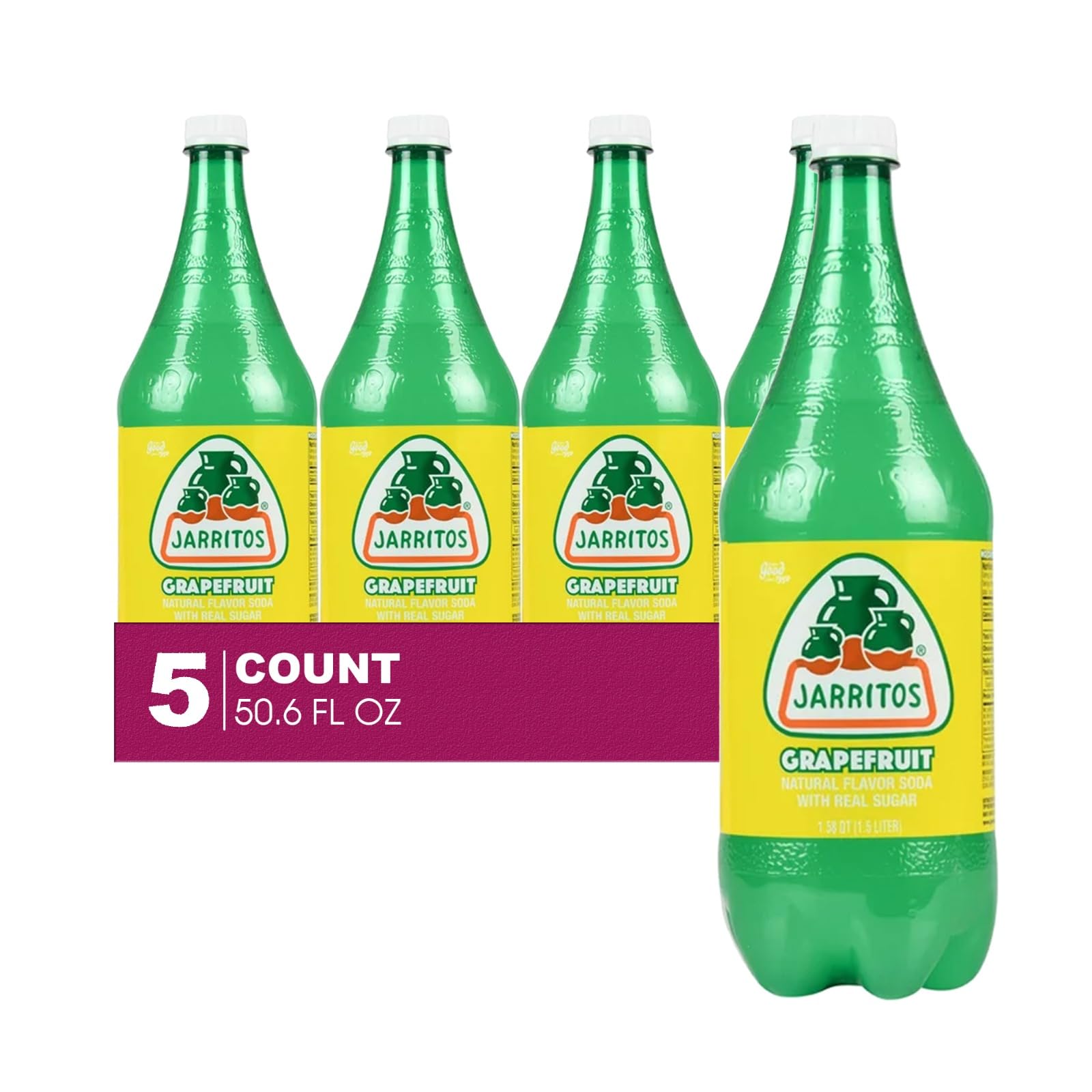 Jarritos 5-Pack of Grapefruit Mexican Soft Drink Plastic Bottle 50.7 fl oz (1.5 lt) Made with 100% Natural Sugar