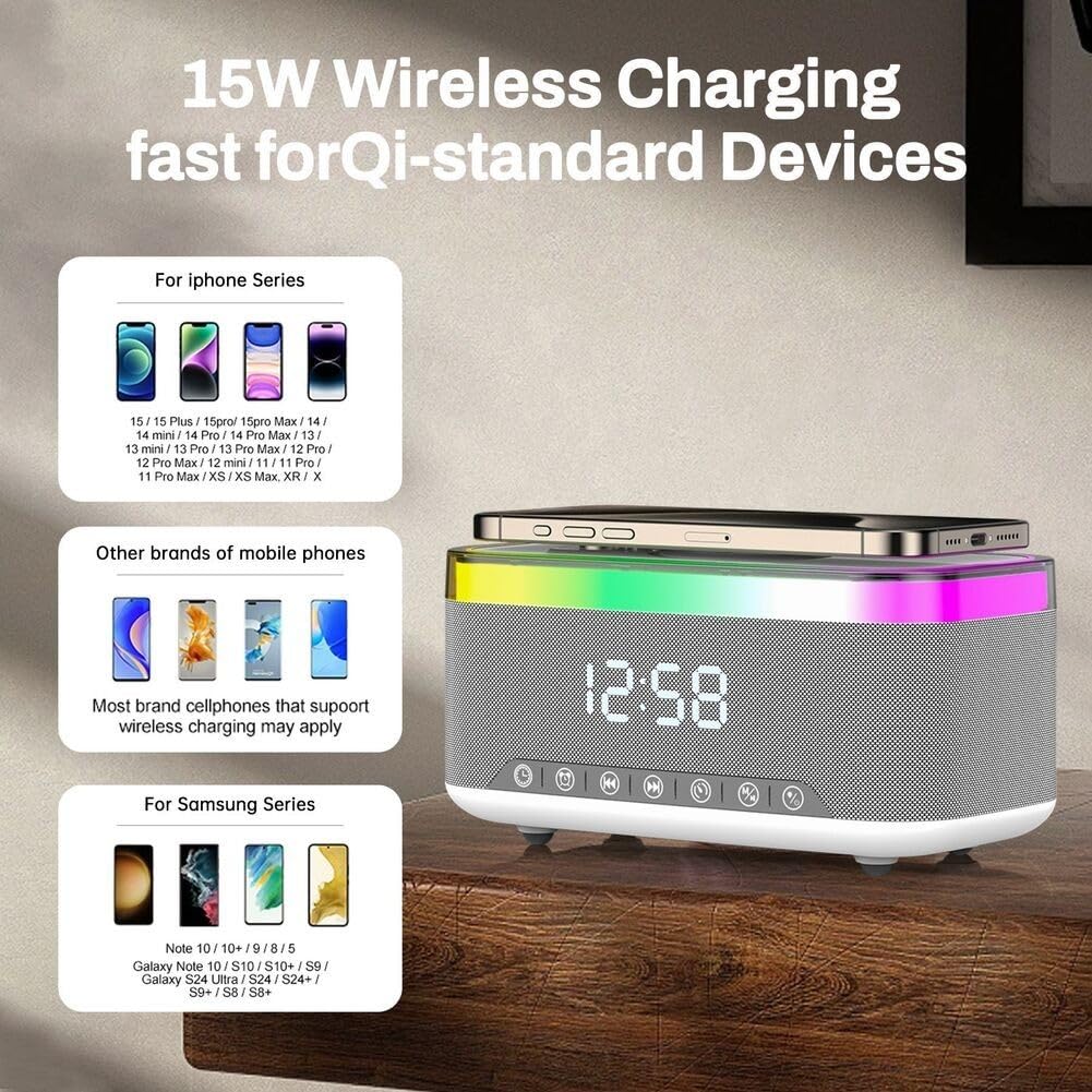 Cassa Portatile con per Luce Notturna RGB e per sveglia Cassa