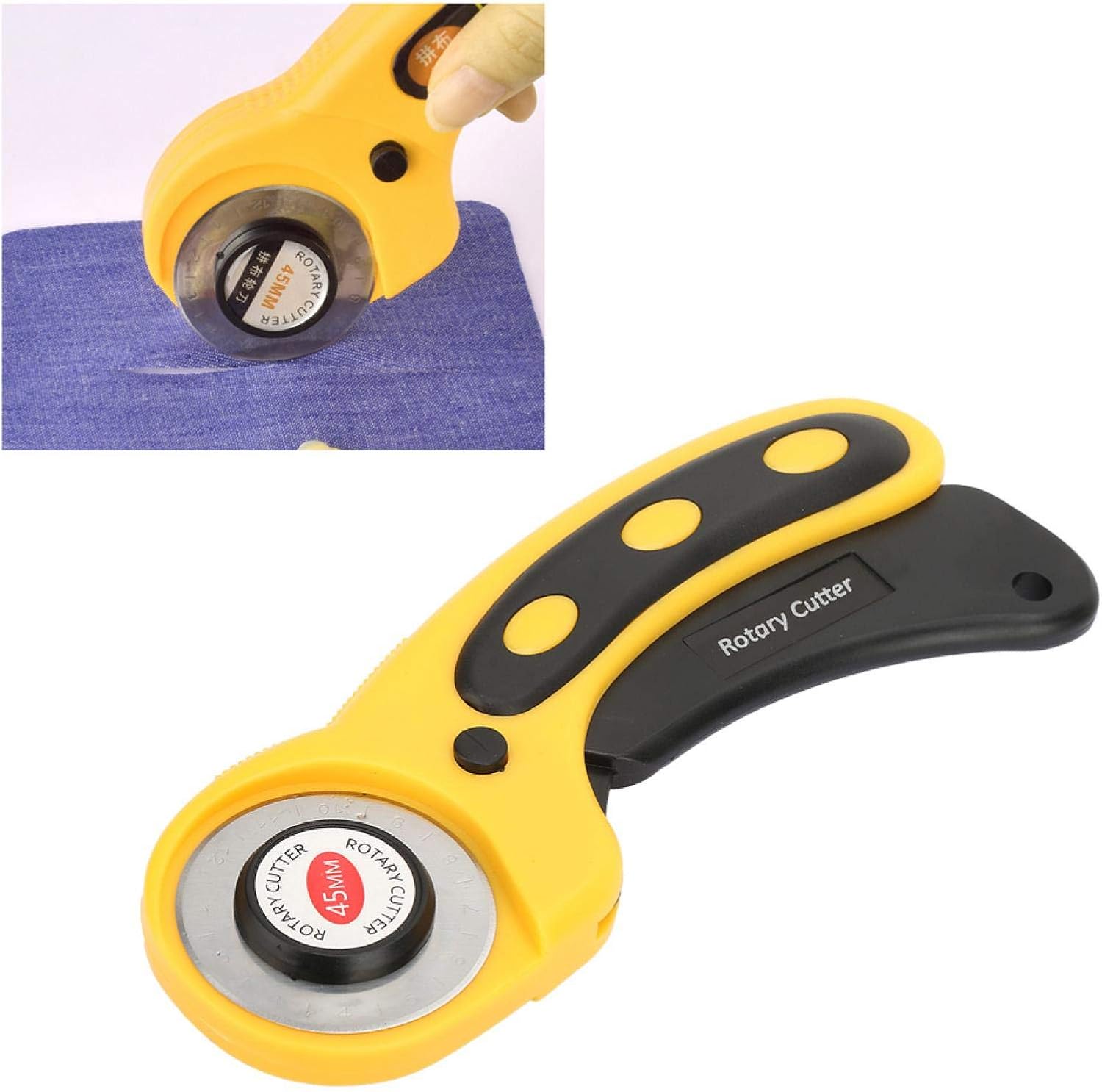 Rotary Cutter fabric cutter 45mm Rotary Blade Fabric Cutting Machine with 5 Blades Rotary Cutter Tool with Fabric Safety Lock for Cutting Fabric, Paper, Leather, Cardboard Cortadores Giratorios