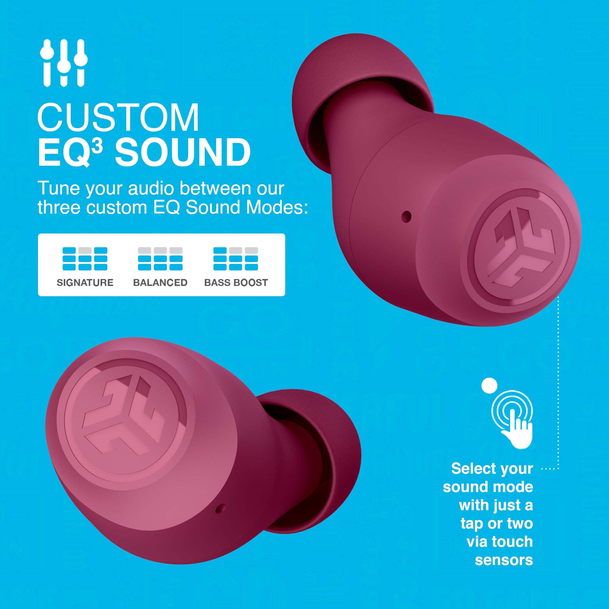 JLab Go Air Pop+ True Wireless Earbuds, In Ear Headphones, Bluetooth Earphones, 35H Playtime Ear Buds, Bluetooth Earbuds with Microphone, USB-C Charging Case, Dual Connect, EQ3 Sound, Dark Pink