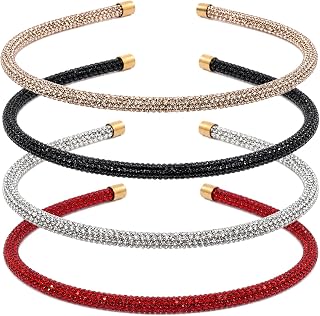 4 Pack Red Series Rhinestone Headbands Women Girls Fashion Glitter Sparkly Diamond Hoop Thin Headbands for Women Girls Hair Accessory