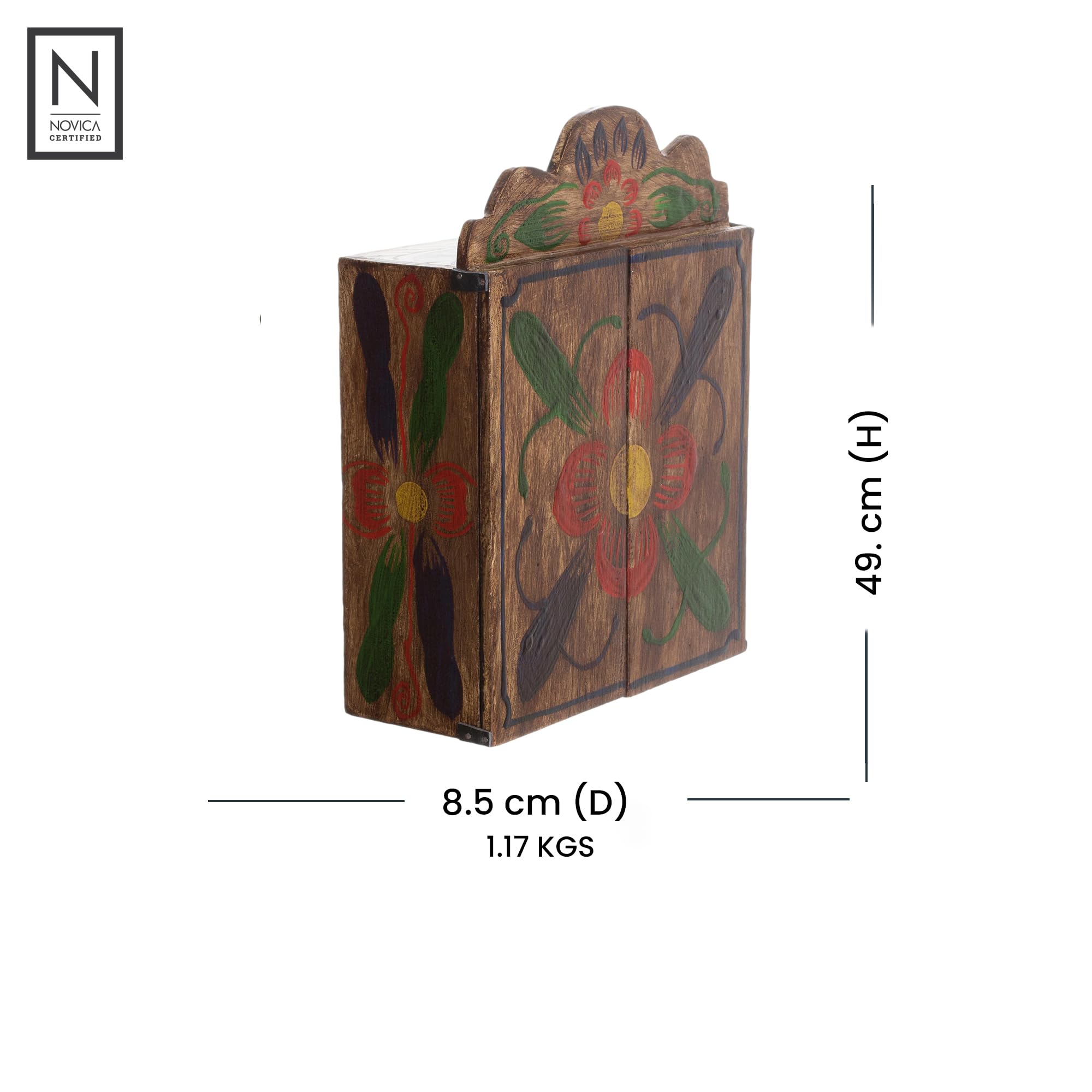 NOVICA Multicolor Wood Folk Art Sculpture, 11.0