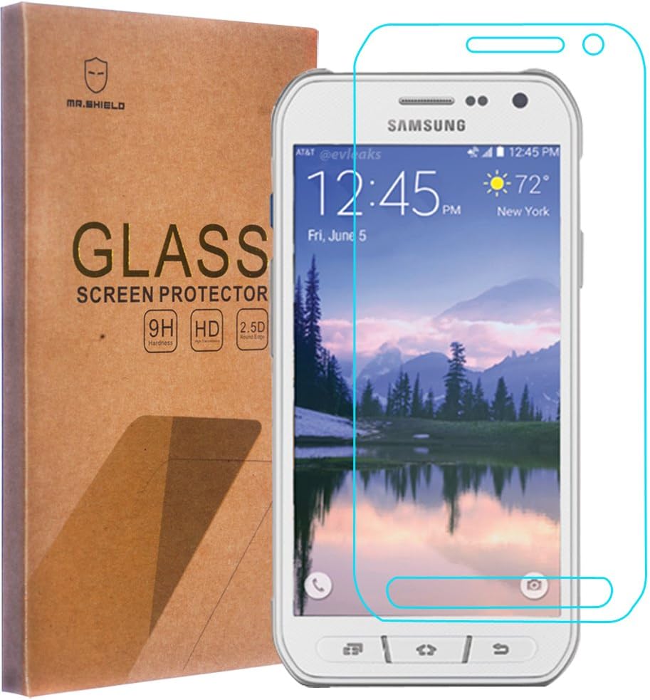 Mr.Shield Designed For Samsung Galaxy S6 Active (Not Fit For Galaxy S6) Tempered Glass screen protector [0.3mm Ultra Thin 9H Hardness 2.5D Round Edge] with Lifetime Replacement