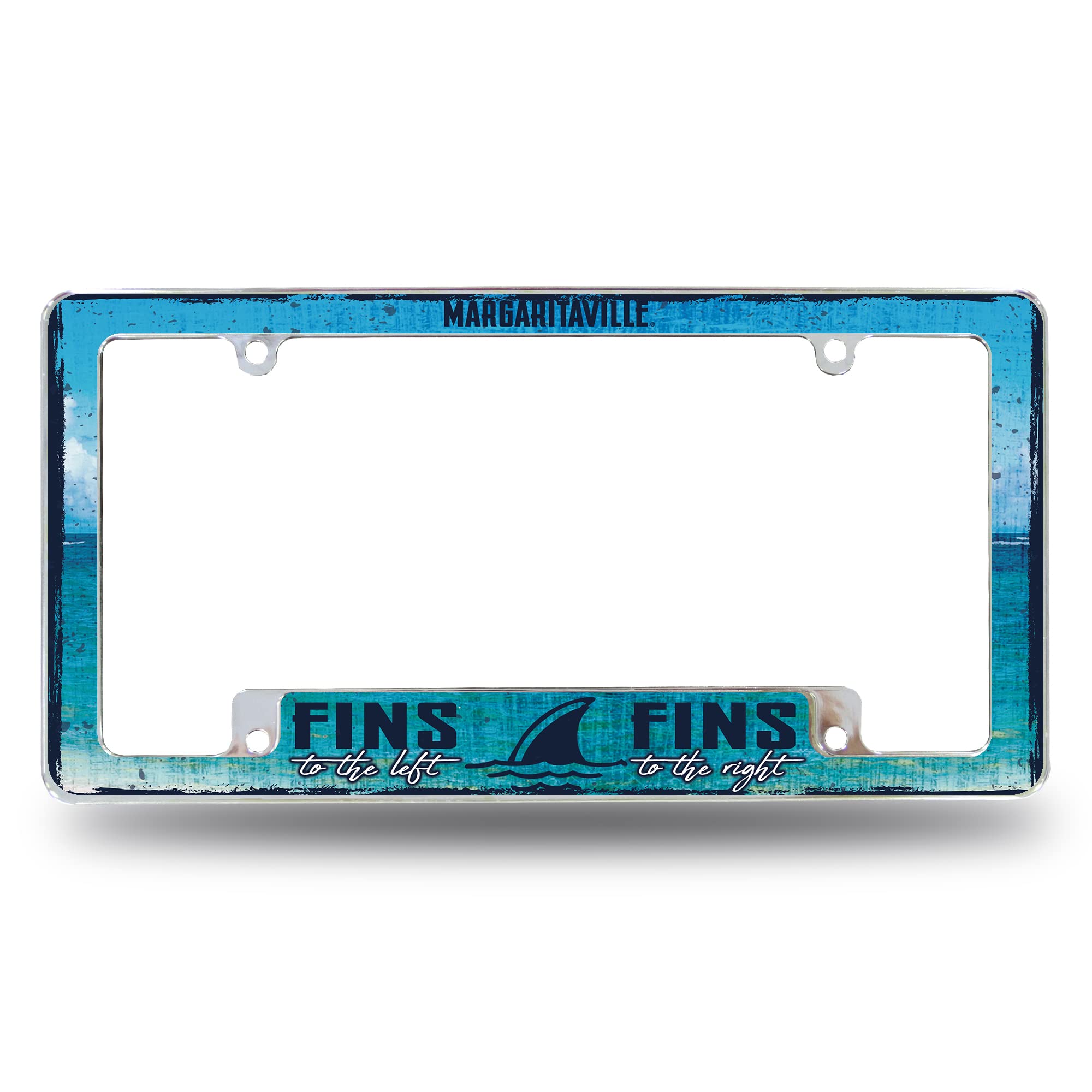 Rico Industries Margaritaville Fins 12" x 6" Chrome All Over Automotive License Plate Frame for Car/Truck/SUV