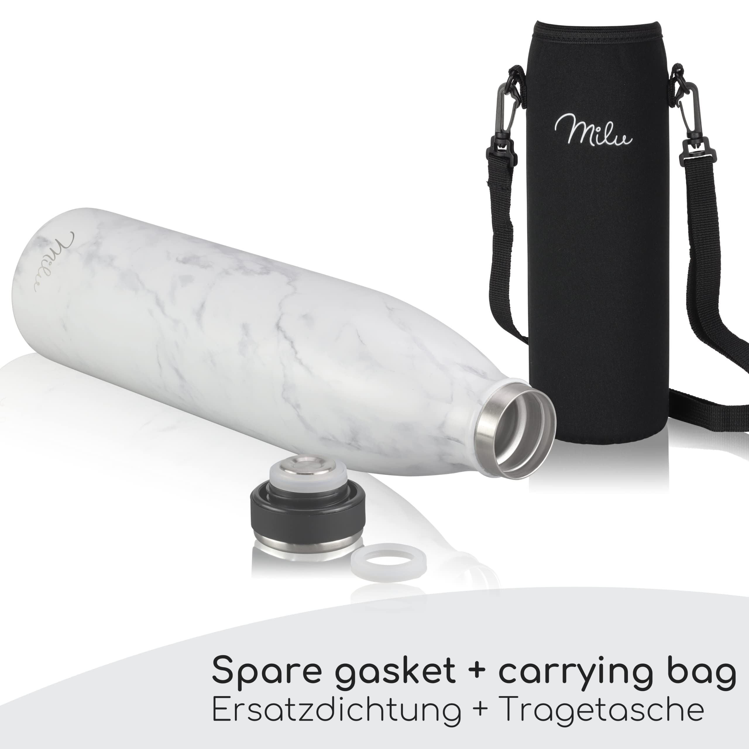 Milu Stainless Steel Drinking Bottle 1000 ml, Insulated Thermo Flask for Water, Leak Proof, Insulated and Double Walled - Image 3