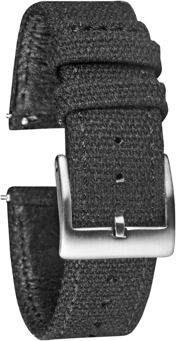 yingyingjia Canvas Watch Bands Quick Release Grey Two Pieces Fabric Watch Straps Heavy Duty Buckle 18mm 20mm 22mm