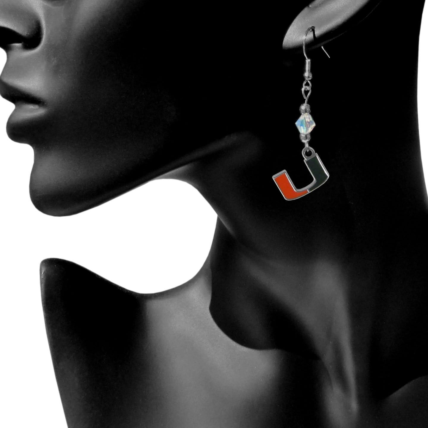 NCAA Siskiyou Sports Womens Miami Hurricanes Crystal Dangle Earrings One Size Team Color