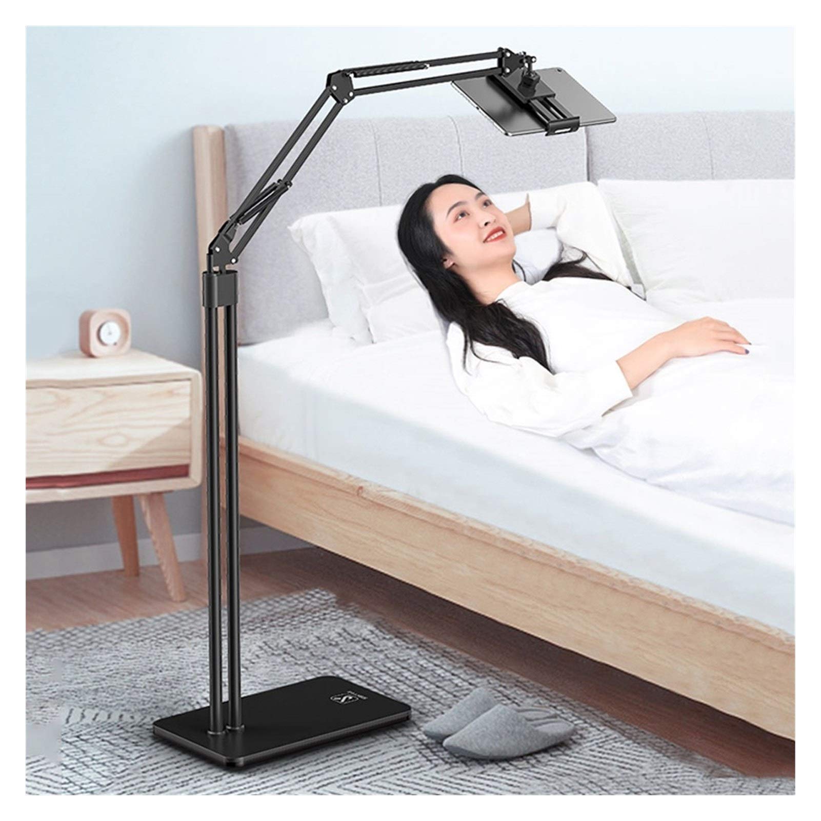 YXCKG Soporte para Tabletas Y Teléfono Móvil, Brazo De Acero Plegable hasta 1,5 M，Abrazadera Ajustable para Tableta De Cama De Montaje Perezoso De 360 ° para Teléfonos/Tabletas De 4 "-12.9"