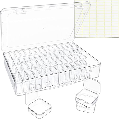 Miniatura 10 de Caja organizadora de cuentas, 60 recipientes pequeños de plástico transparente para almacenamiento, caja de almacenamiento para manualidades