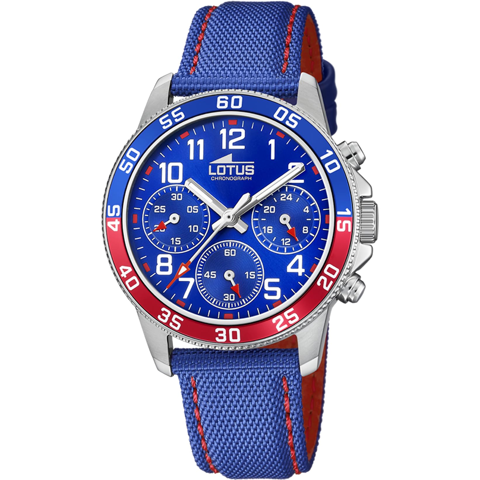 LOTUS Montre Garçon Analogique en Acier Inoxydable et Cuir Bleu