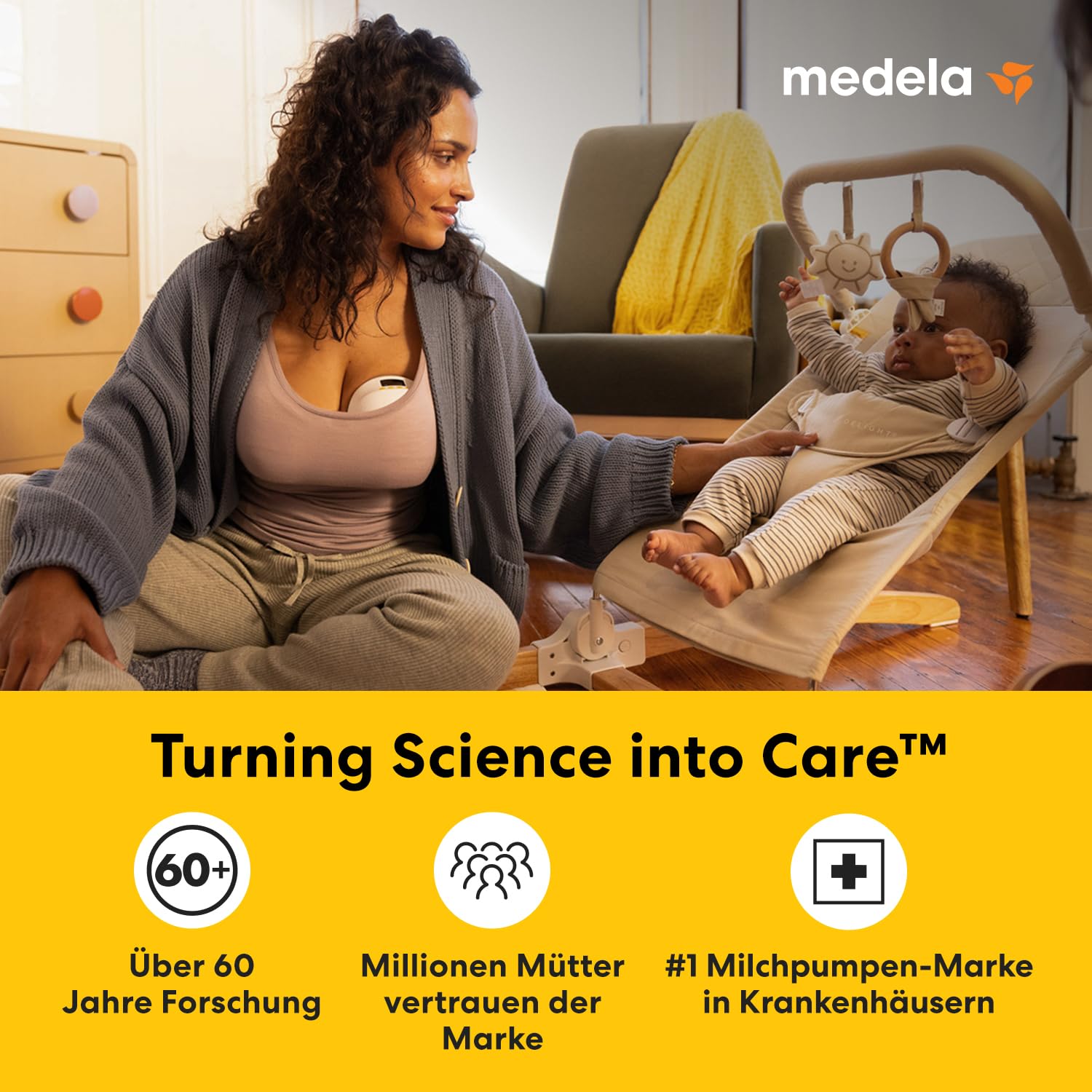 Medela Melody InBra Tragbare Einzelmilchpumpe, Hands-free, einfaches Pumpen & Aufbewahren, starke Leistung, 2 Modi & 9 Vakuumstufen, Brusthauben aus weichem Silikon, USB-C-Ladeanschluss